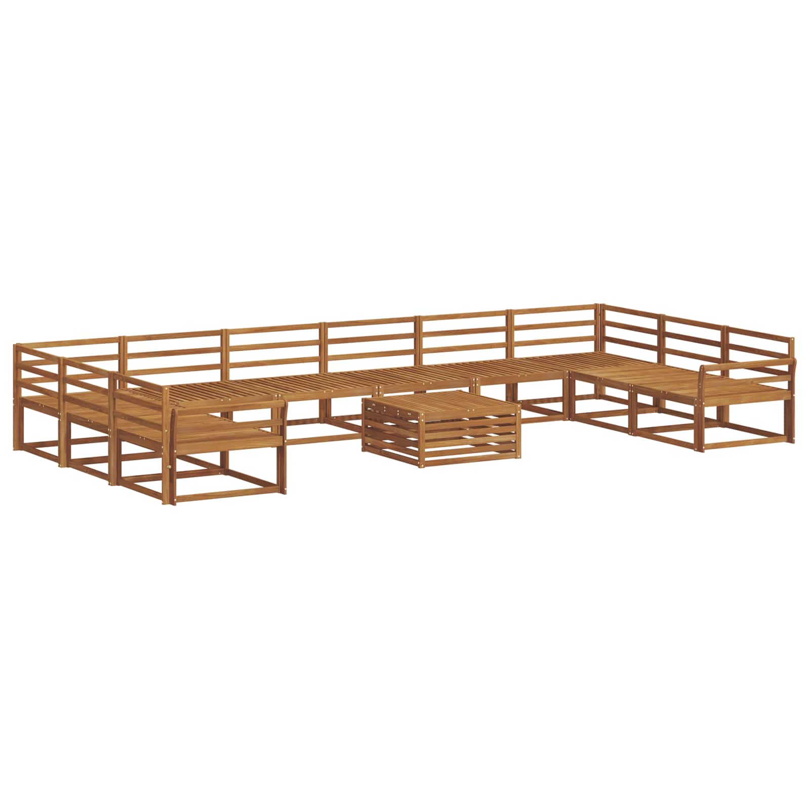 Set vanjskih sofa 11 pcs Prirodna Čvrsto drvo akacije