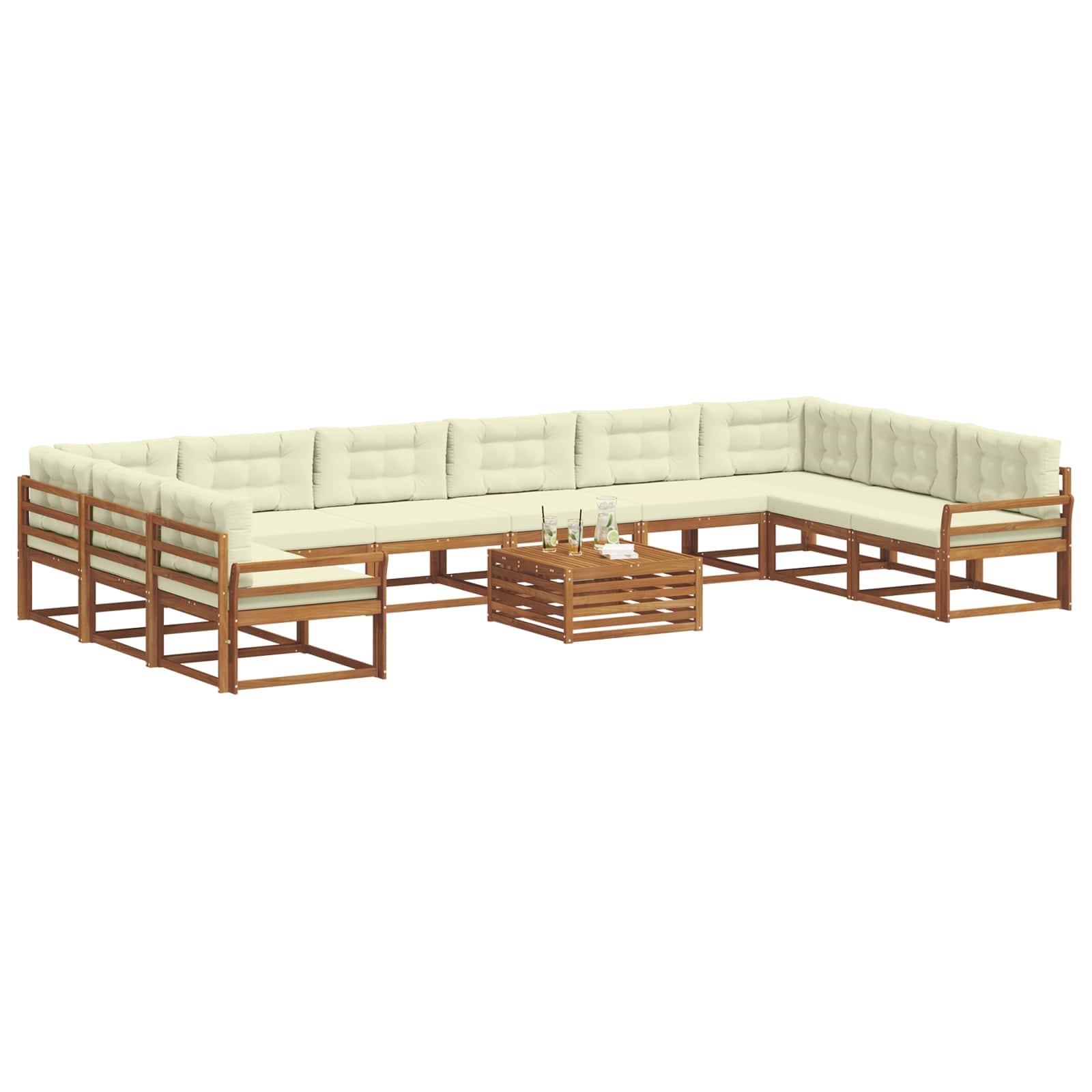 Set vanjskih sofa s jastukom 11 pcs Prirodna i krem