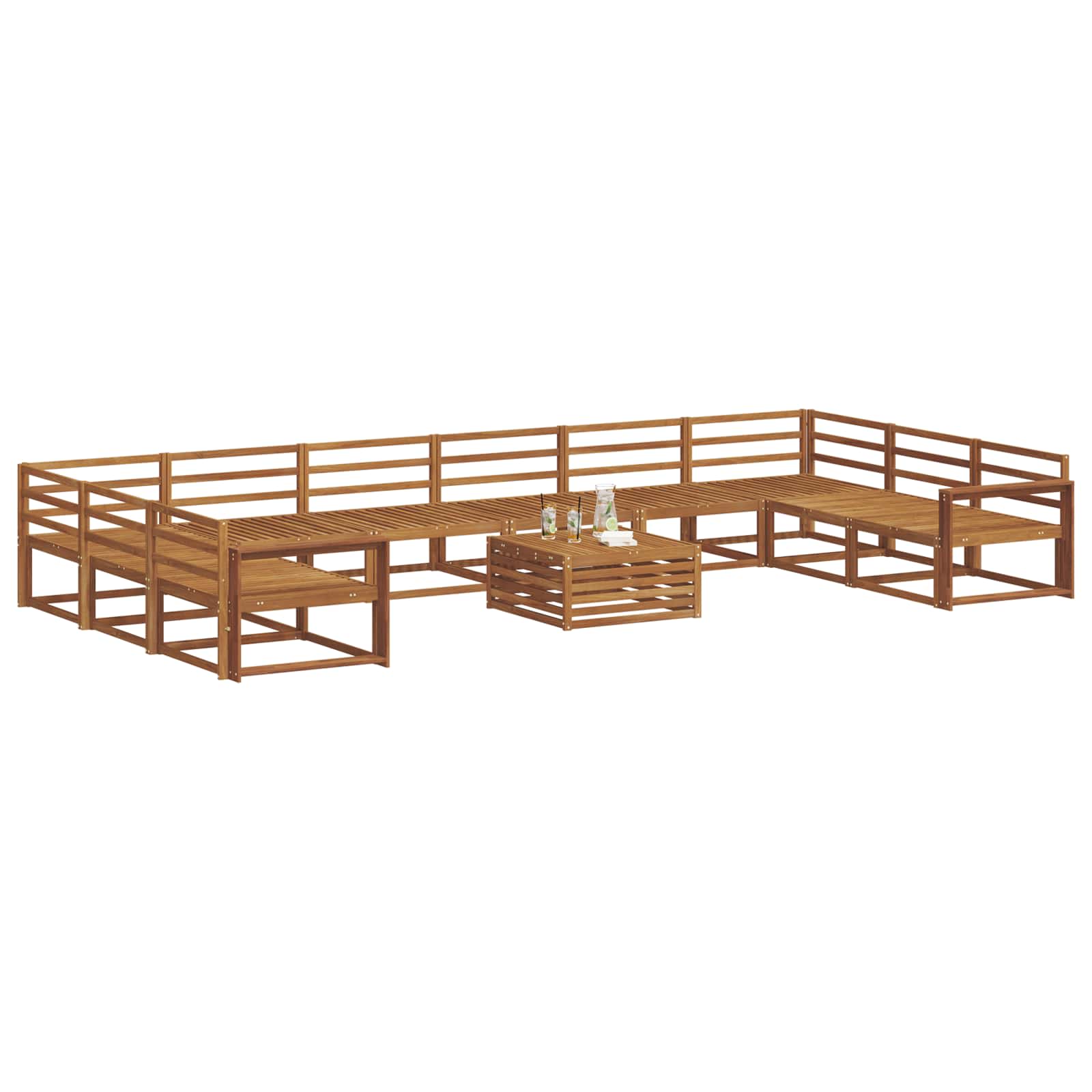 Set vanjskih sofa 11 pcs Prirodna Čvrsto drvo akacije