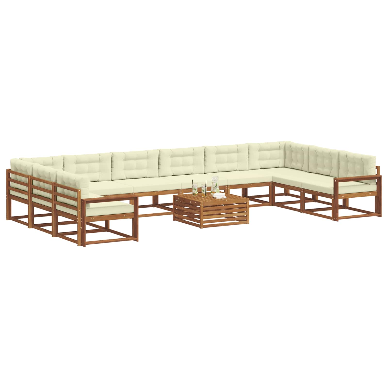Set vanjskih sofa s jastukom 11 pcs Prirodna i krem