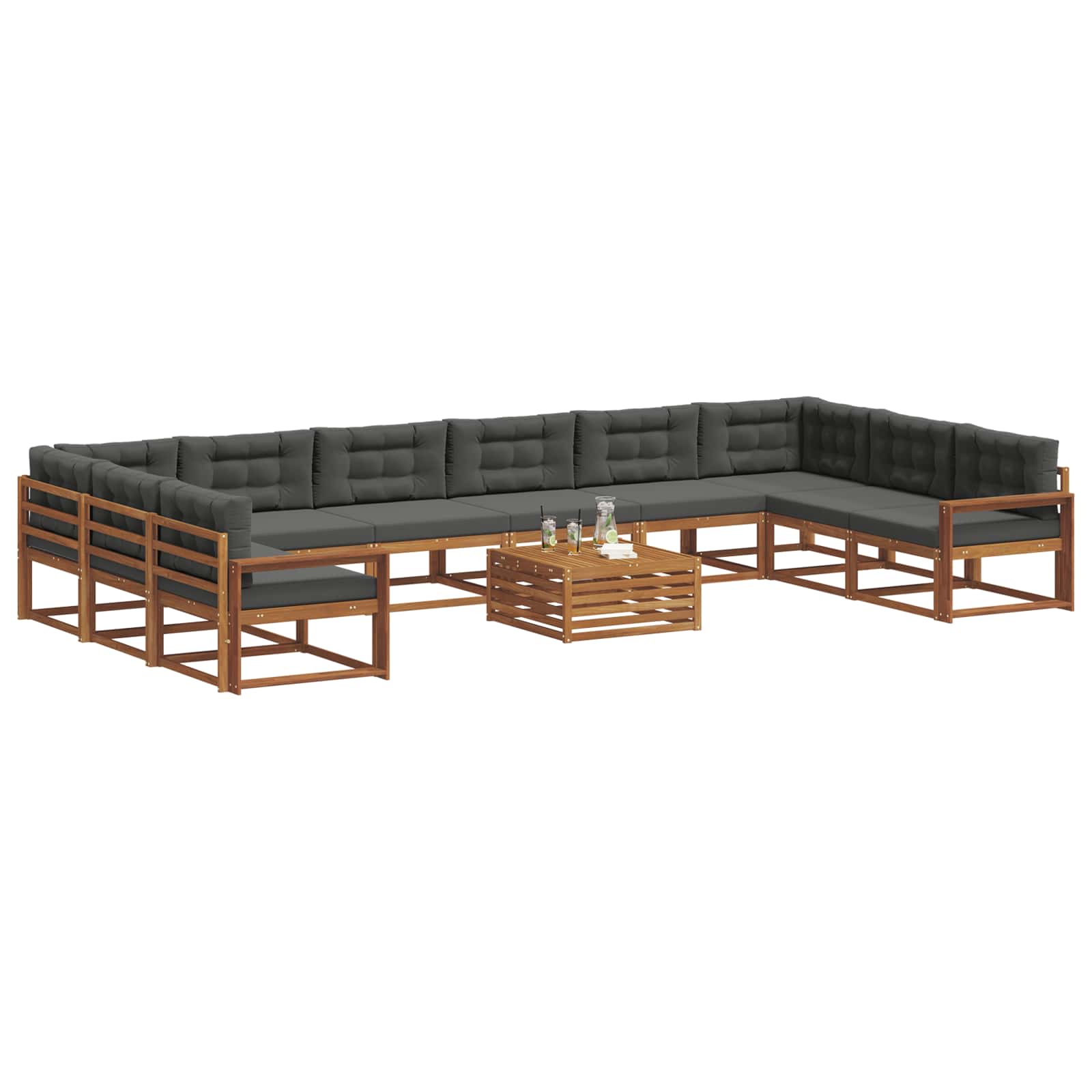 Set vanjskih sofa s jastukom 11 pcs Prirodna i antracit