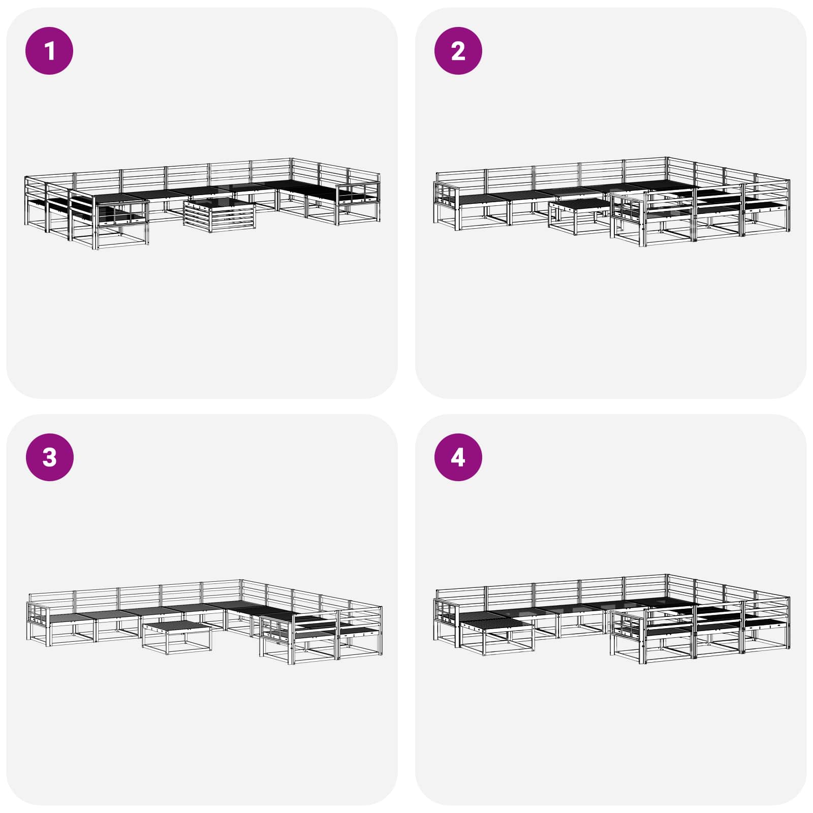 Set vanjskih sofa 11 pcs Prirodna Čvrsto drvo akacije
