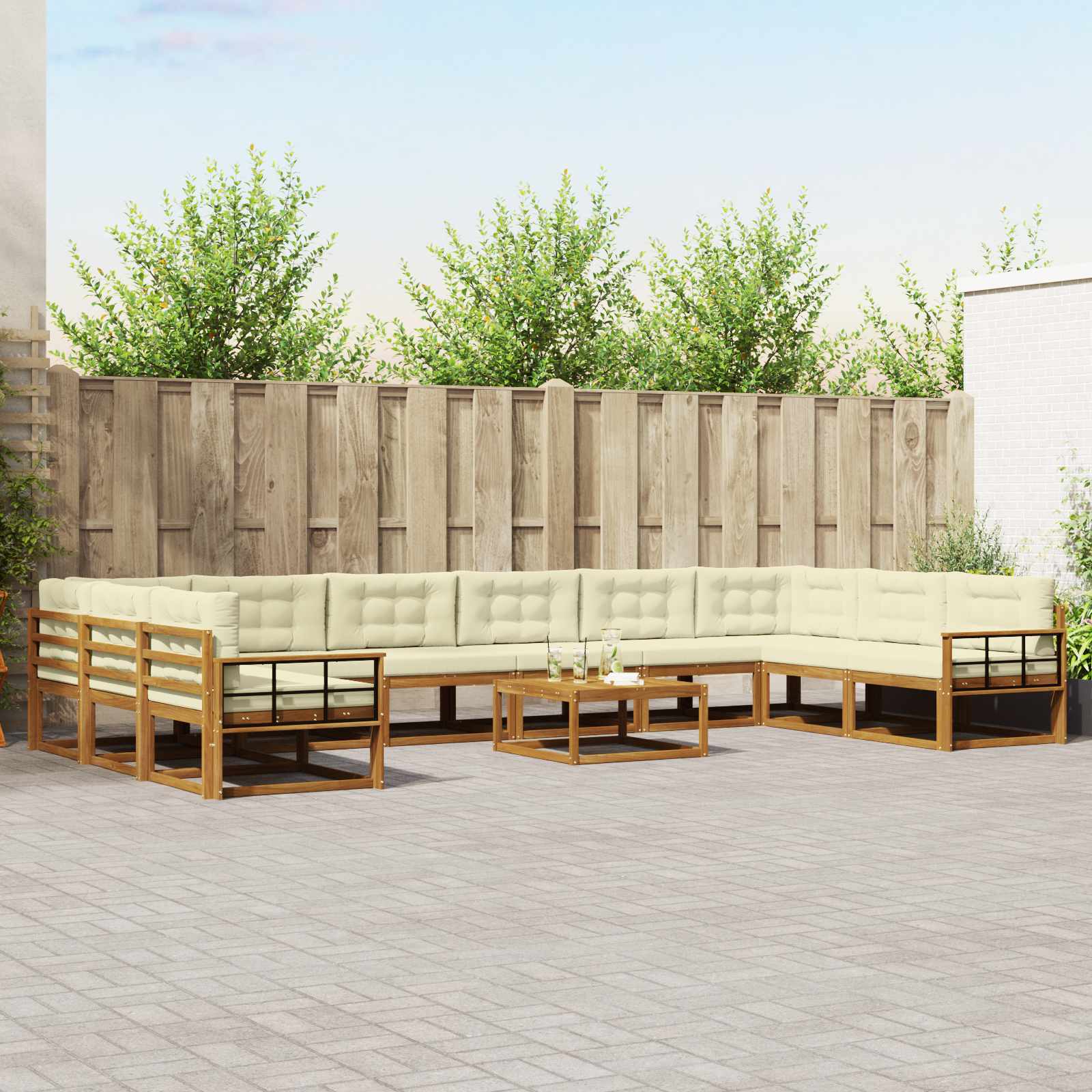 Set vanjskih sofa s jastukom 11 pcs Prirodna i krem
