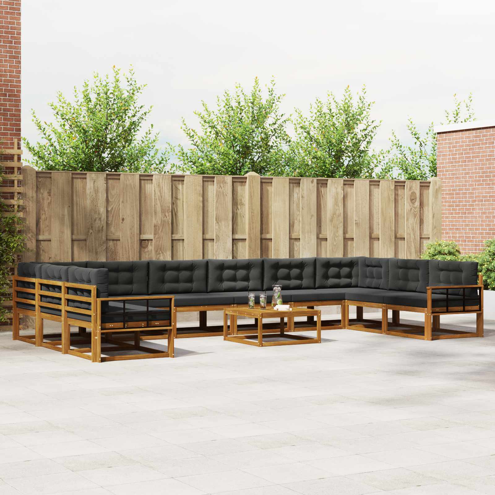 Set vanjskih sofa s jastukom 11 pcs Prirodna i antracit