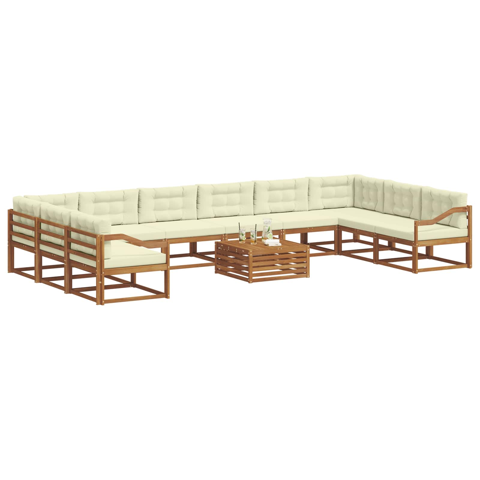 Set vanjskih sofa s jastukom 11 pcs Prirodna i krem