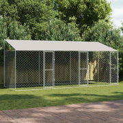 Kavez za psa s krovom Srebrno 600 x 200 x 256 cm Čelik i PE