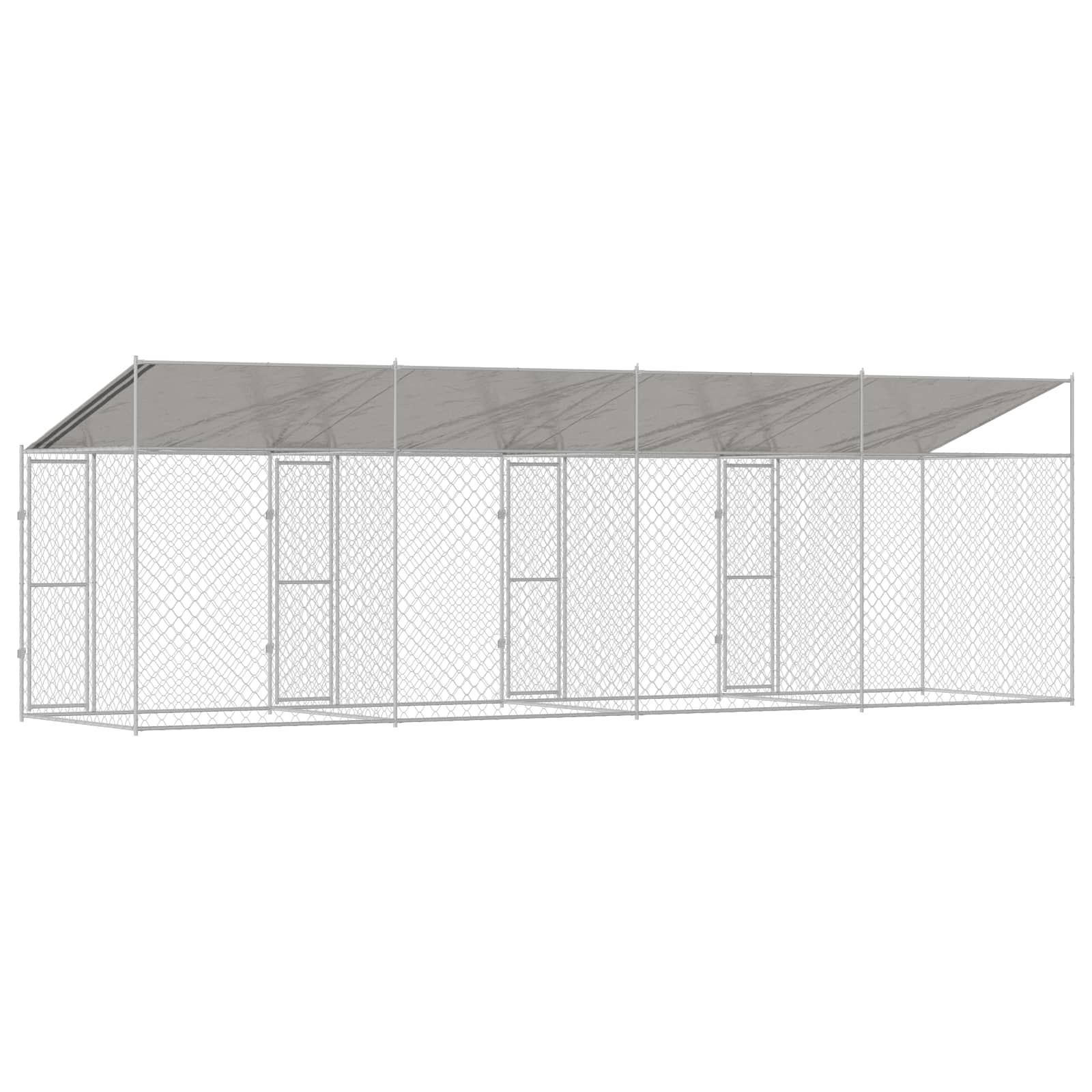 Kavez za psa s krovom Srebrno 800 x 200 x 256 cm Čelik i PE