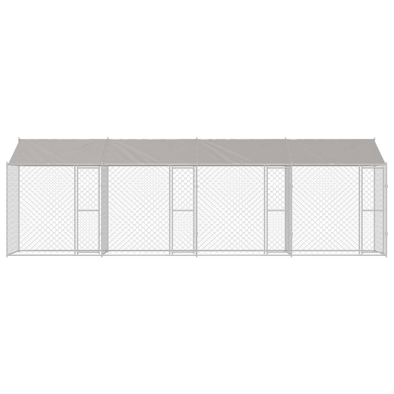 Kavez za psa s krovom Srebrno 800 x 200 x 256 cm Čelik i PE