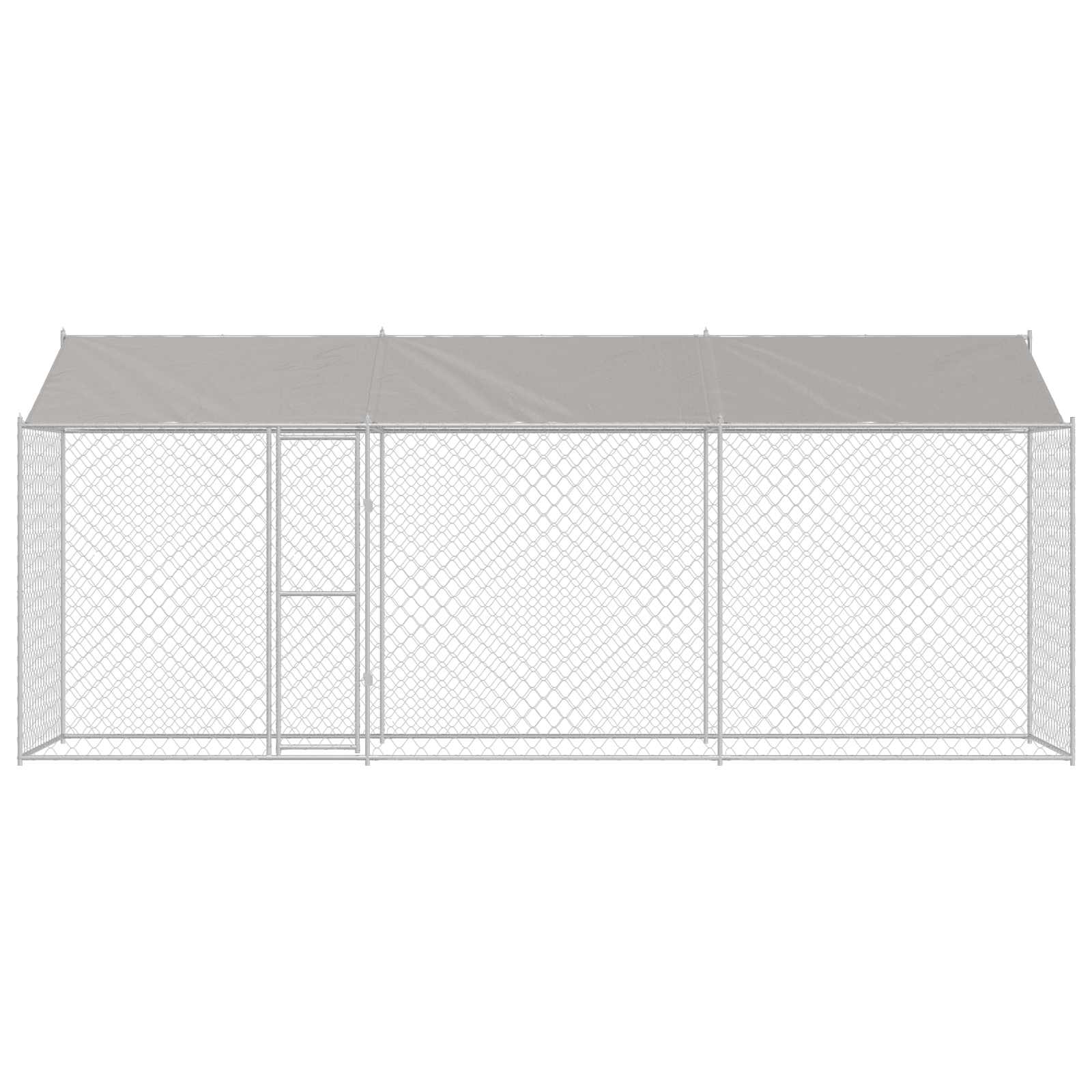 Kavez za psa s krovom Srebrno 600 x 200 x 256 cm Čelik i PE