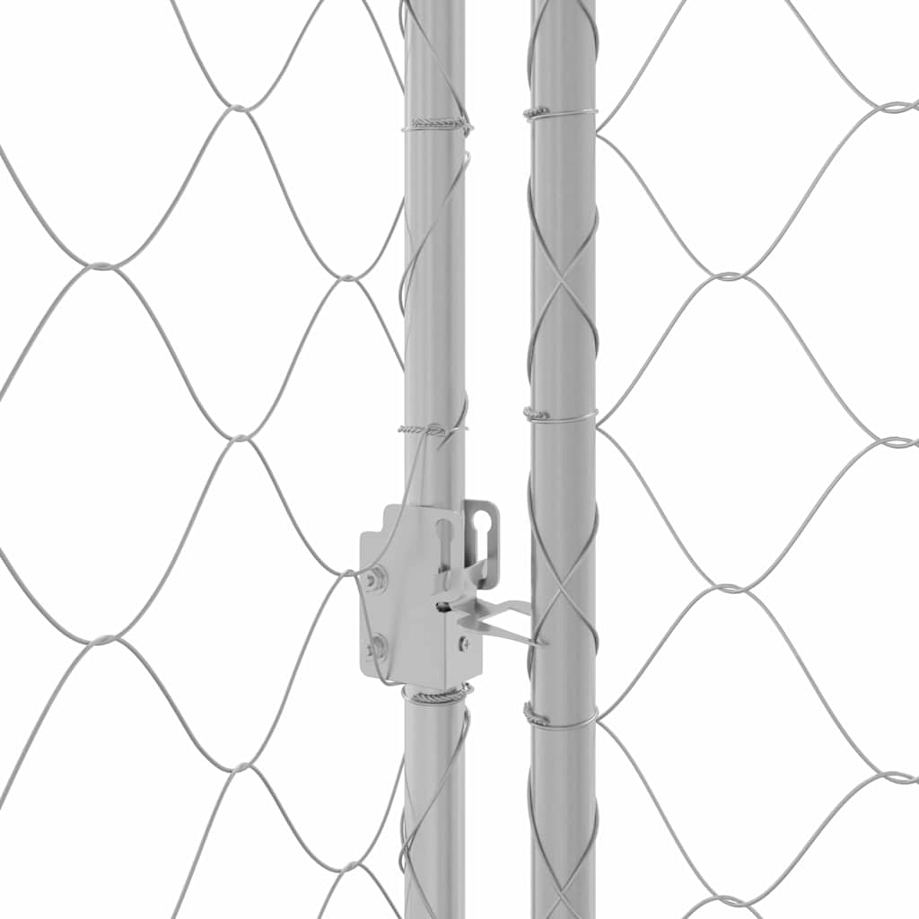 Kavez za psa s krovom Srebrno 600 x 200 x 256 cm Čelik i PE
