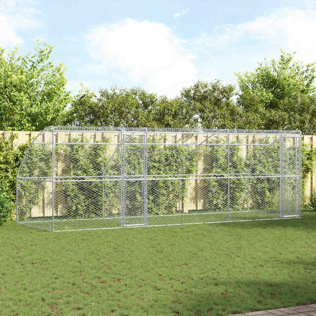 Kućica za pse 3 pcs Srebrno 6 x 2 x 2 m Pocinčani čelik