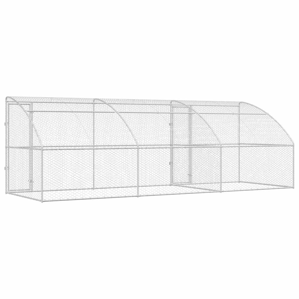 Kućica za pse 3 pcs Srebrno 6 x 2 x 2 m Pocinčani čelik