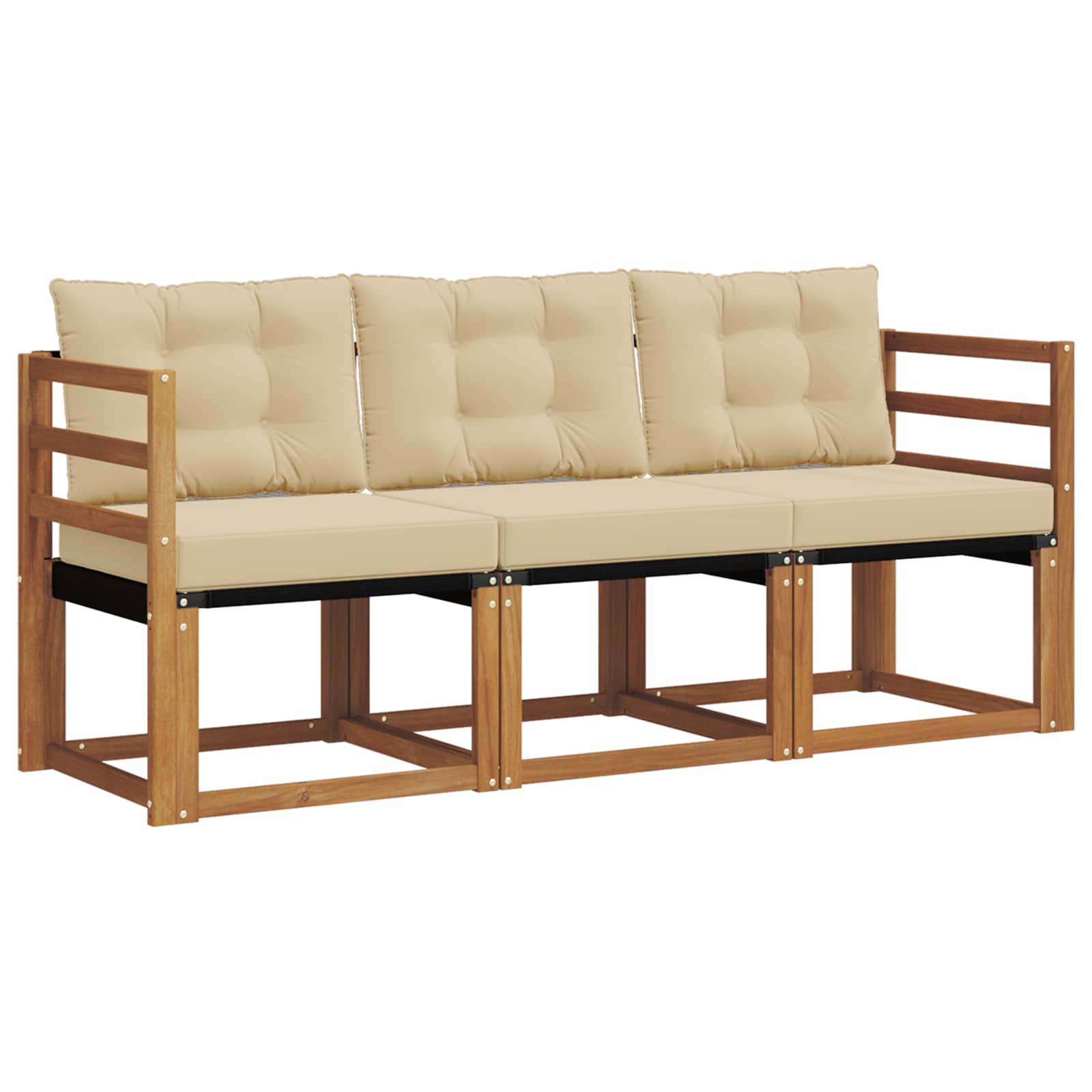 Set vanjskih sofa s jastukom 3 pcs Prirodna i bež