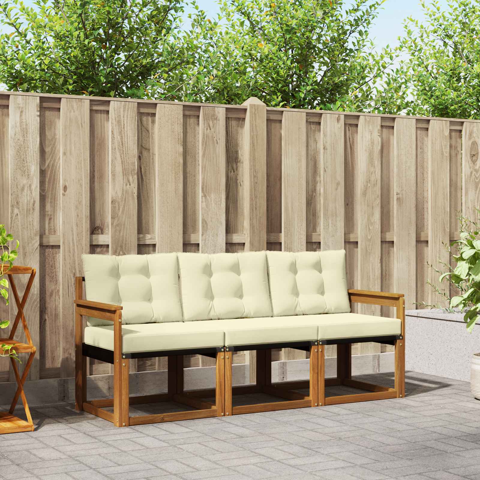Set vanjskih sofa s jastukom 3 pcs Prirodna i krem