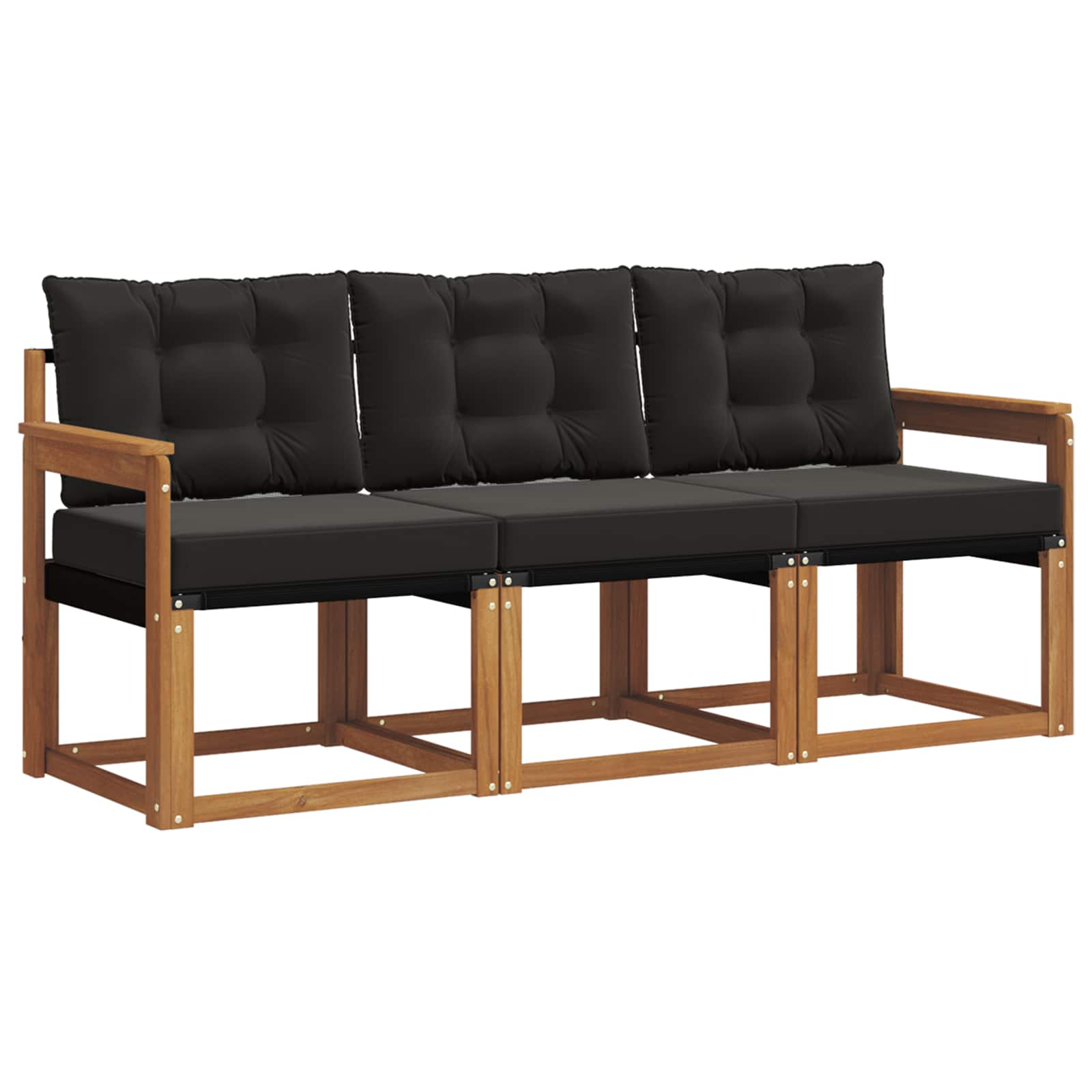 Set vanjskih sofa s jastukom 3 pcs Prirodna i crna