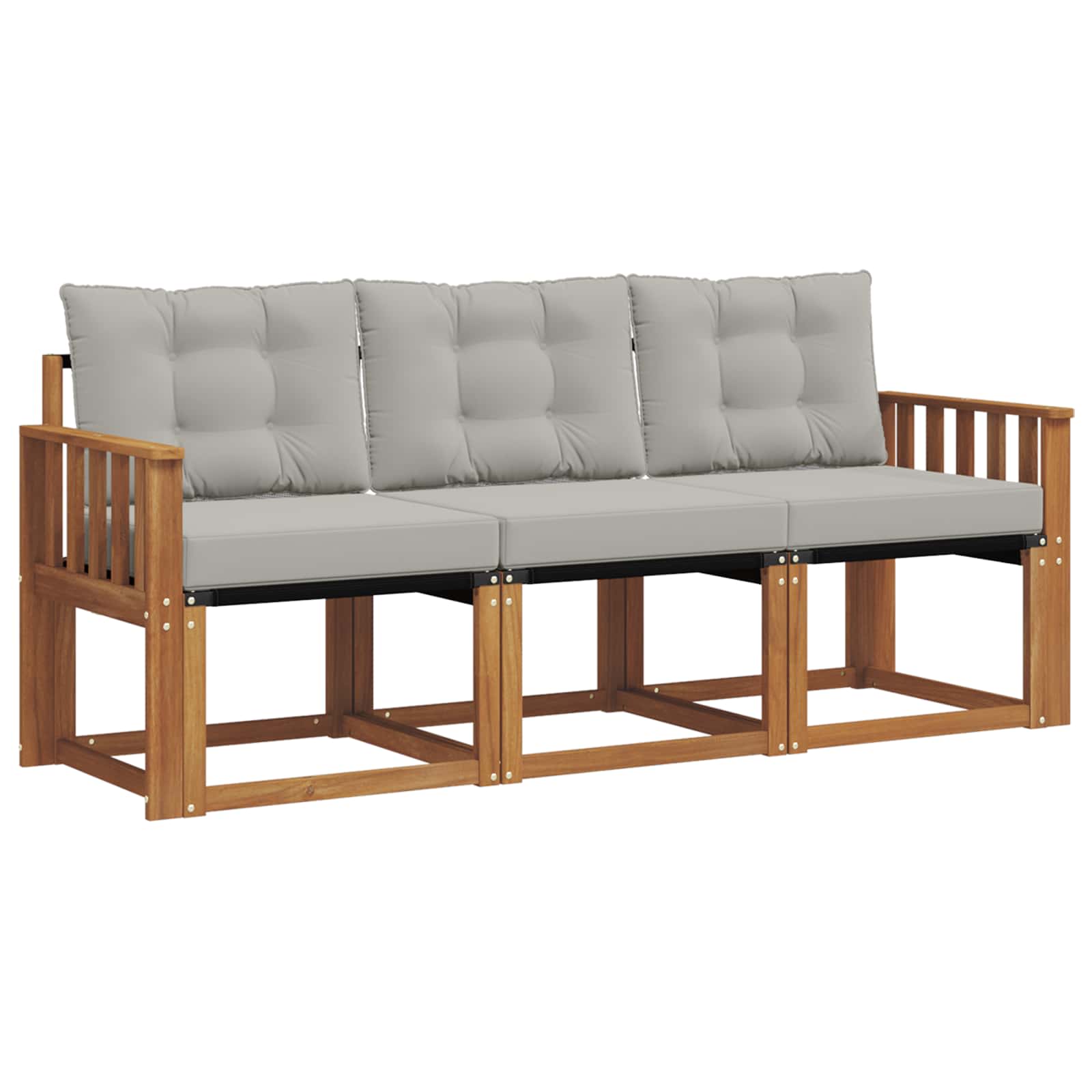 Set vanjskih sofa s jastukom 3 pcs Prirodna i svijetlo siva