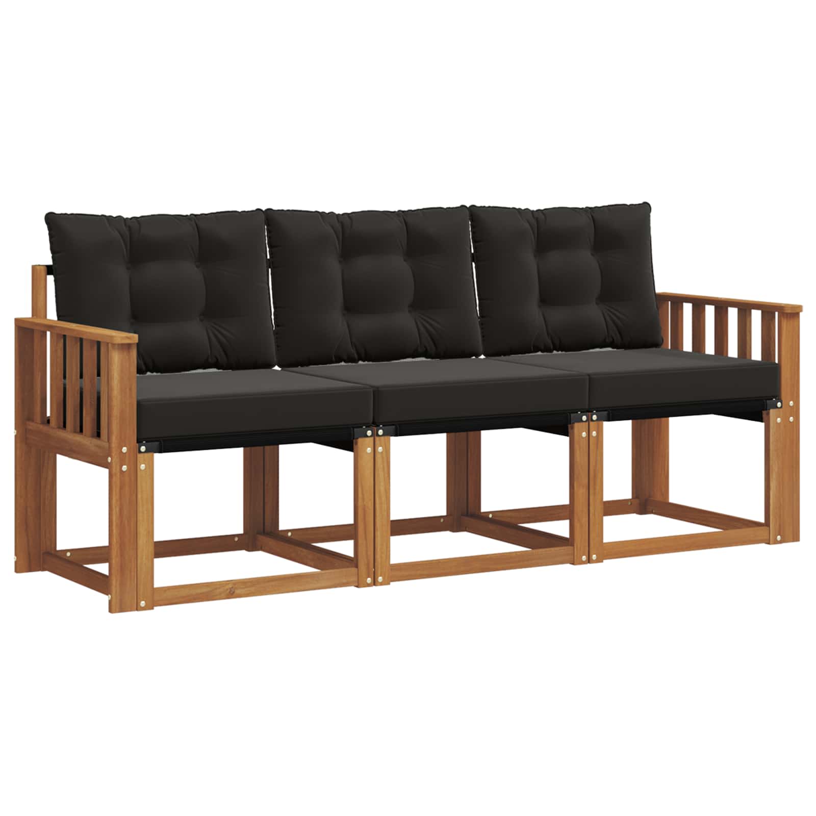 Set vanjskih sofa s jastukom 3 pcs Prirodna i crna