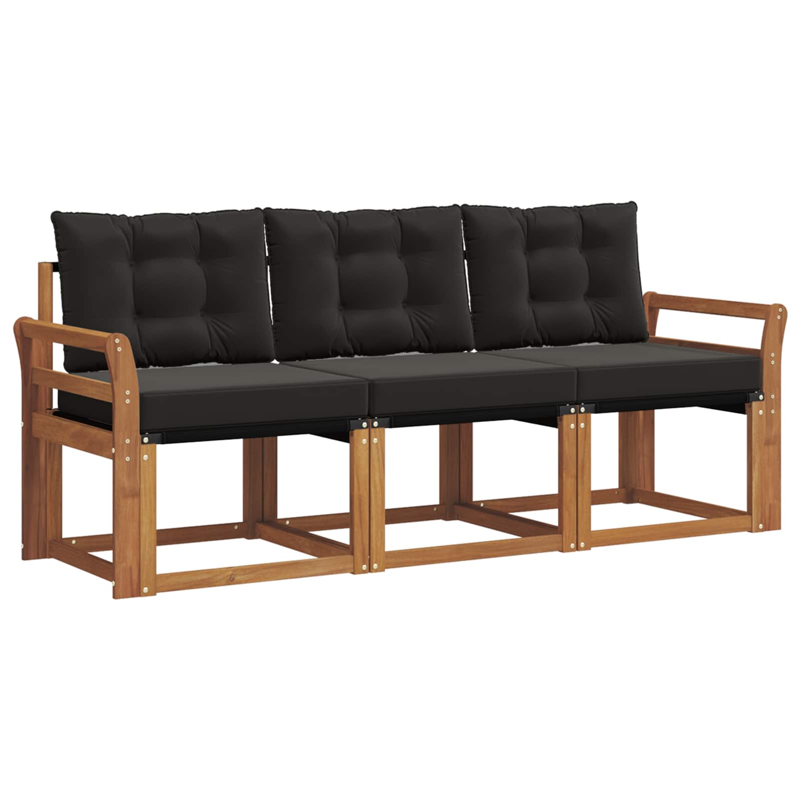 Set vanjskih sofa s jastukom 3 pcs Prirodna i crna