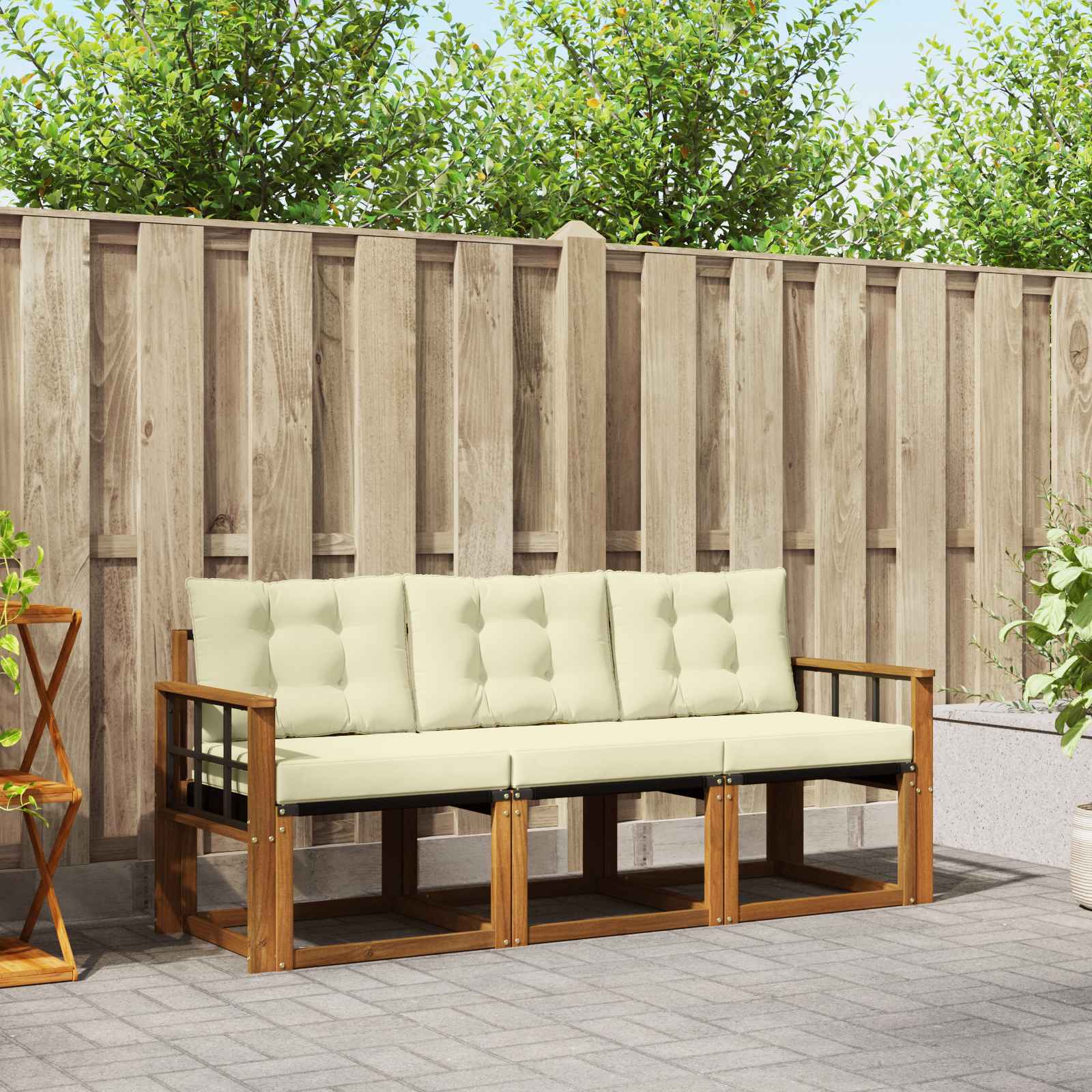 Set vanjskih sofa s jastukom 3 pcs Prirodna i krem