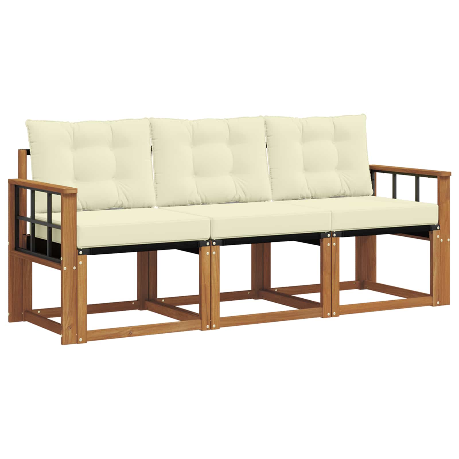 Set vanjskih sofa s jastukom 3 pcs Prirodna i krem