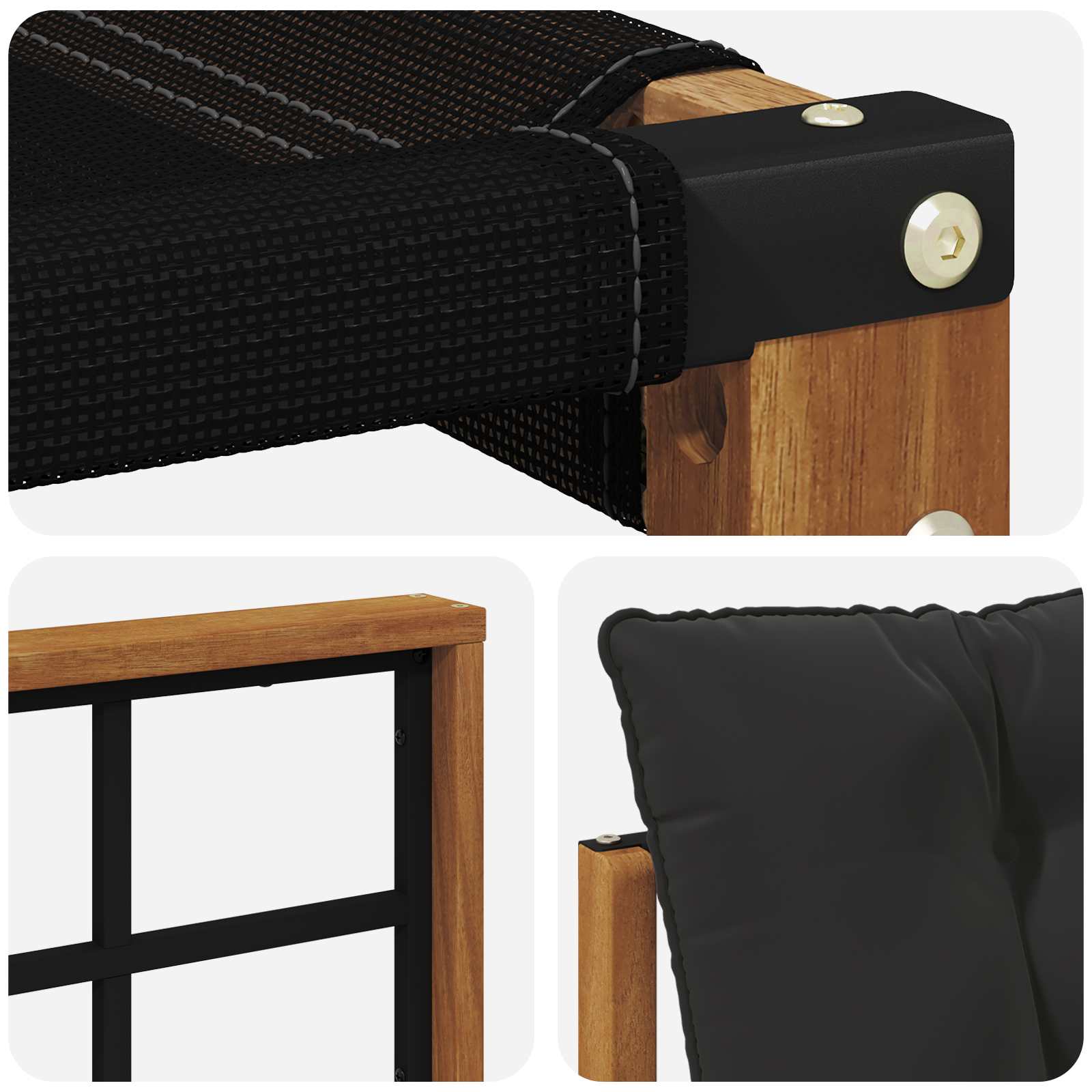 Set vanjskih sofa s jastukom 3 pcs Prirodna i crna