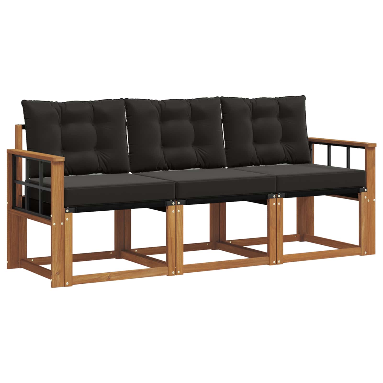 Set vanjskih sofa s jastukom 3 pcs Prirodna i crna