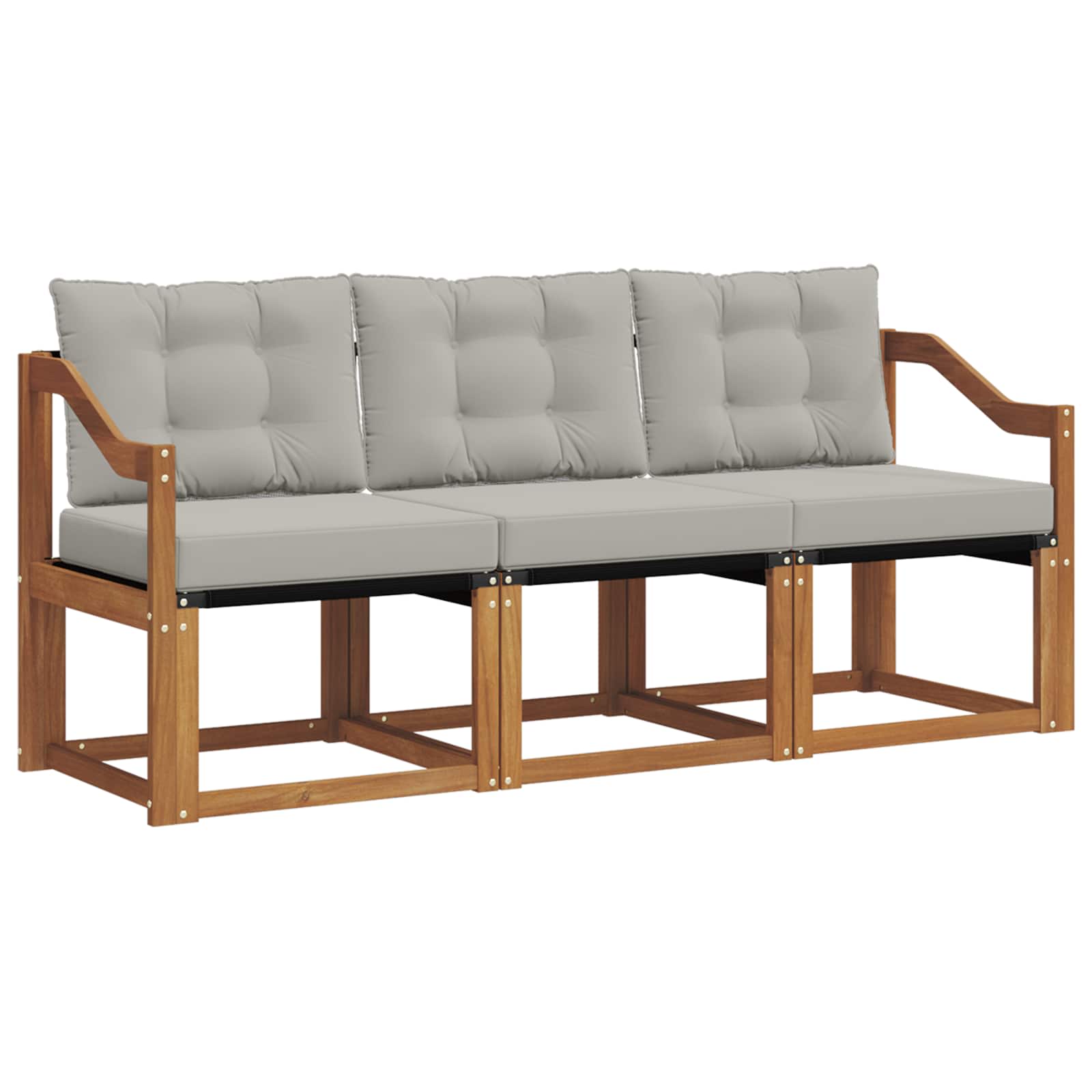 Set vanjskih sofa s jastukom 3 pcs Prirodna i svijetlo siva