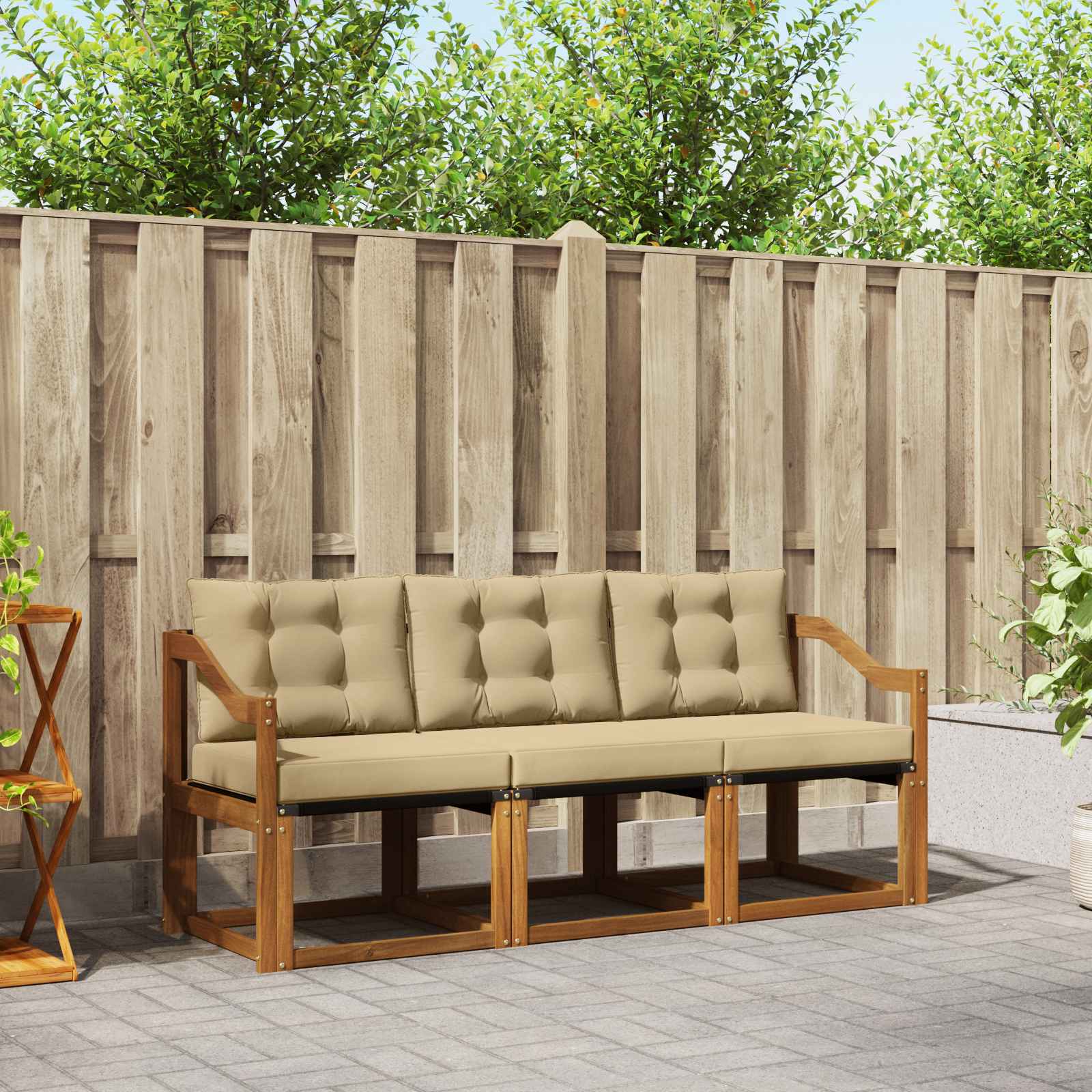 Set vanjskih sofa s jastukom 3 pcs Prirodna i bež