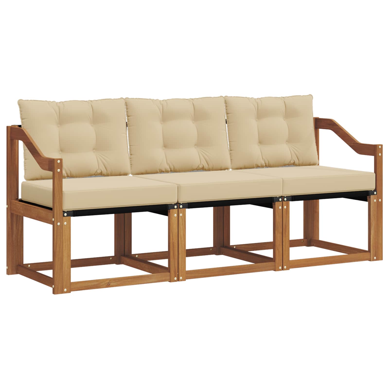 Set vanjskih sofa s jastukom 3 pcs Prirodna i bež