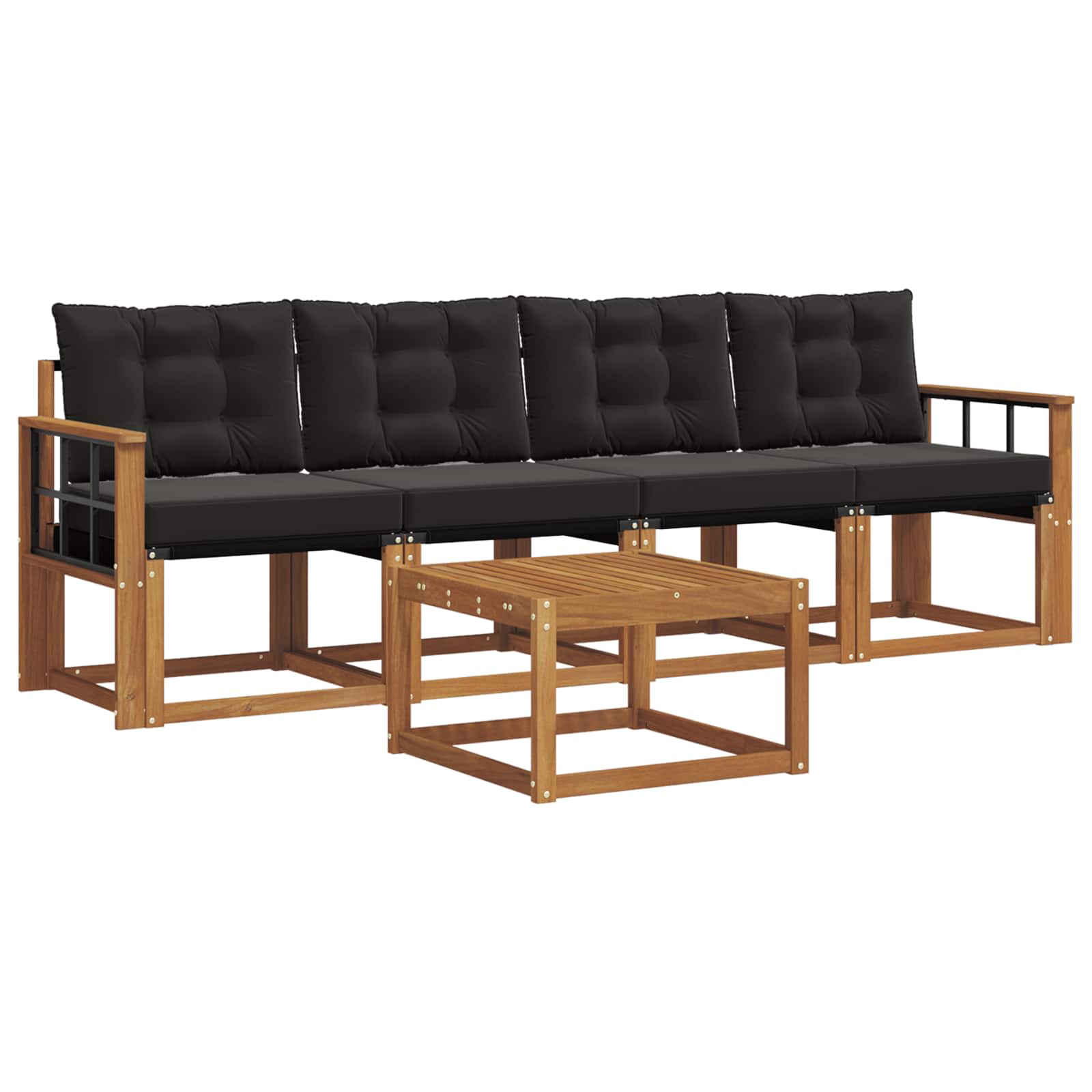 Set vanjskih sofa s jastukom 5 pcs Prirodna i crna