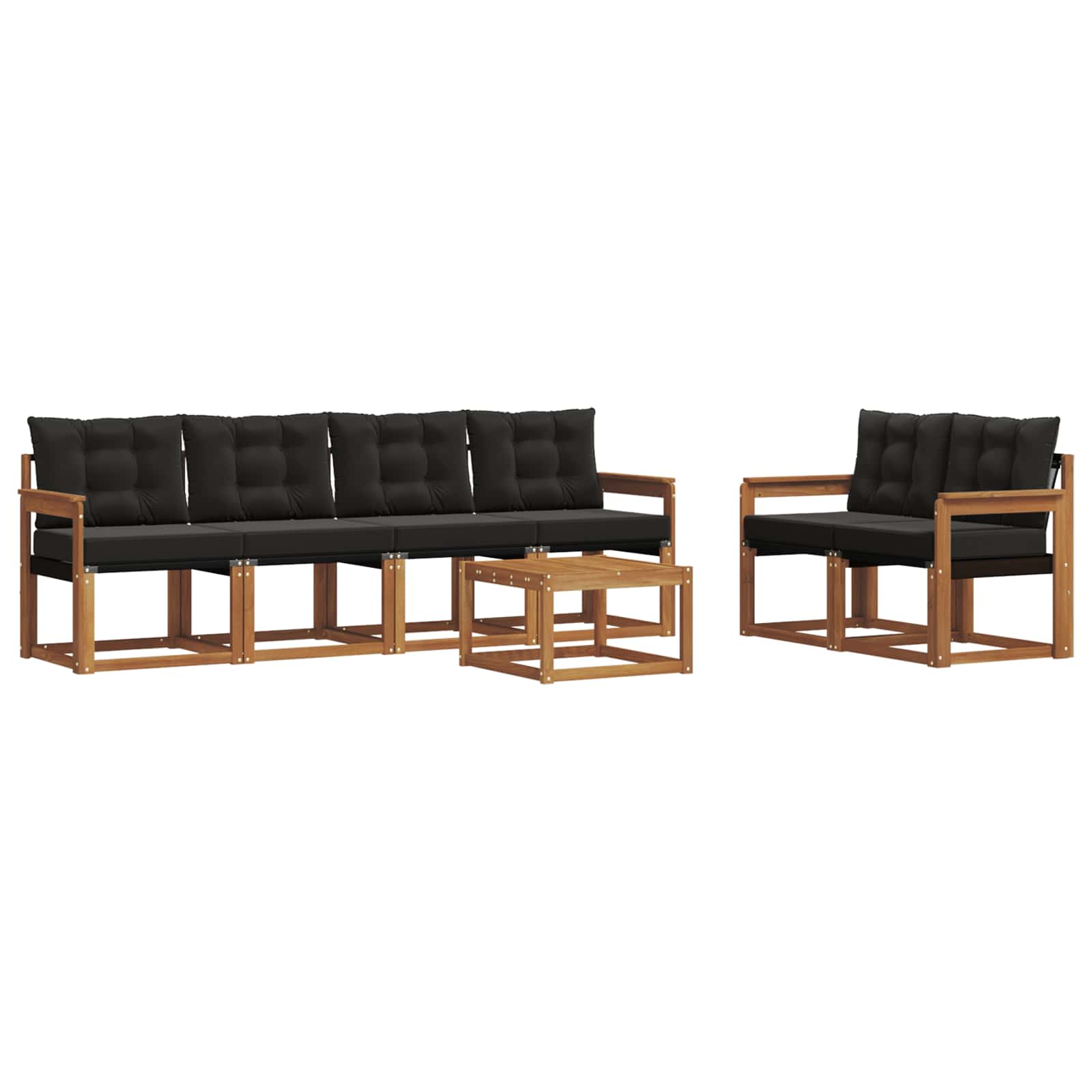 Set vanjskih sofa s jastukom 7 pcs Prirodna i crna
