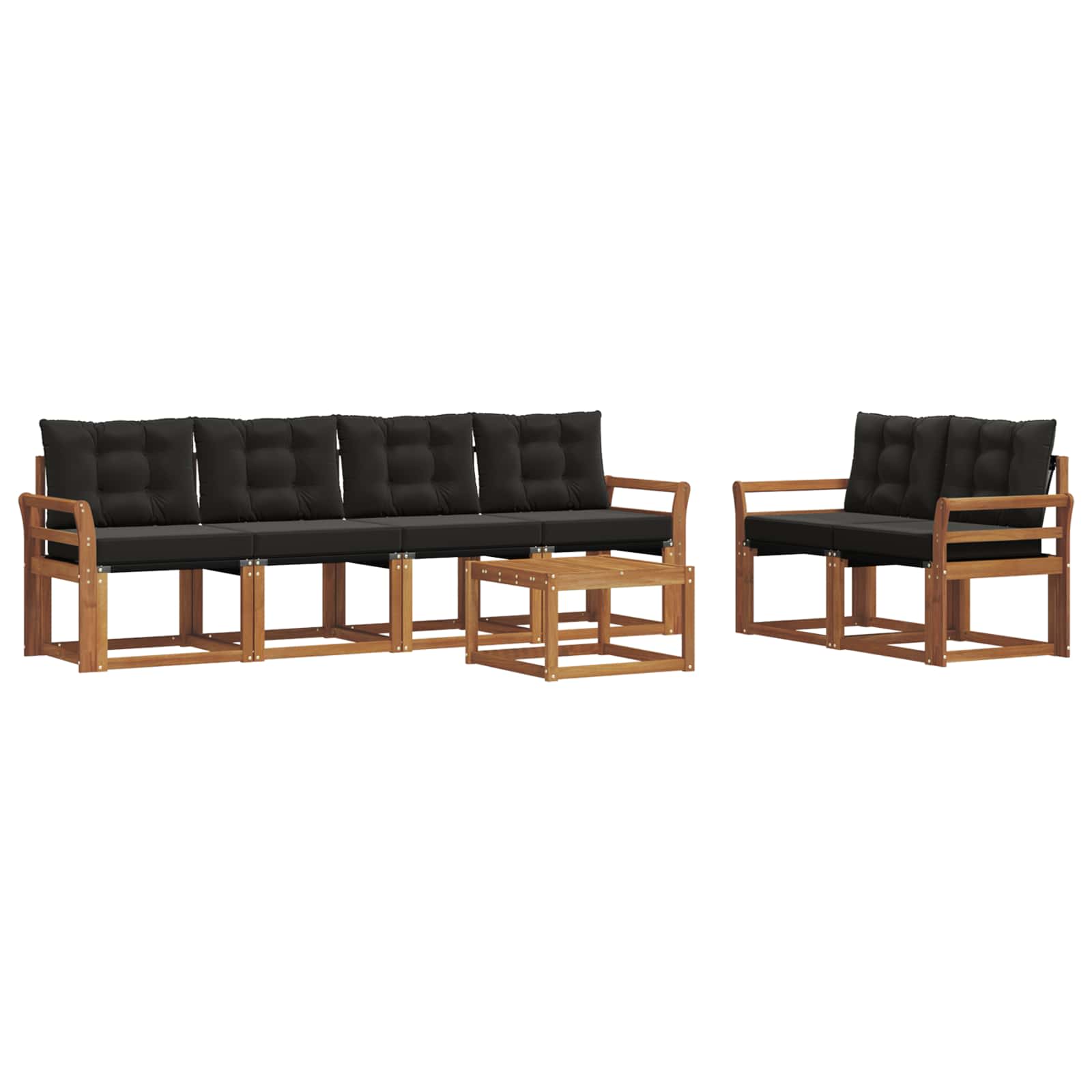 Set vanjskih sofa s jastukom 7 pcs Prirodna i crna