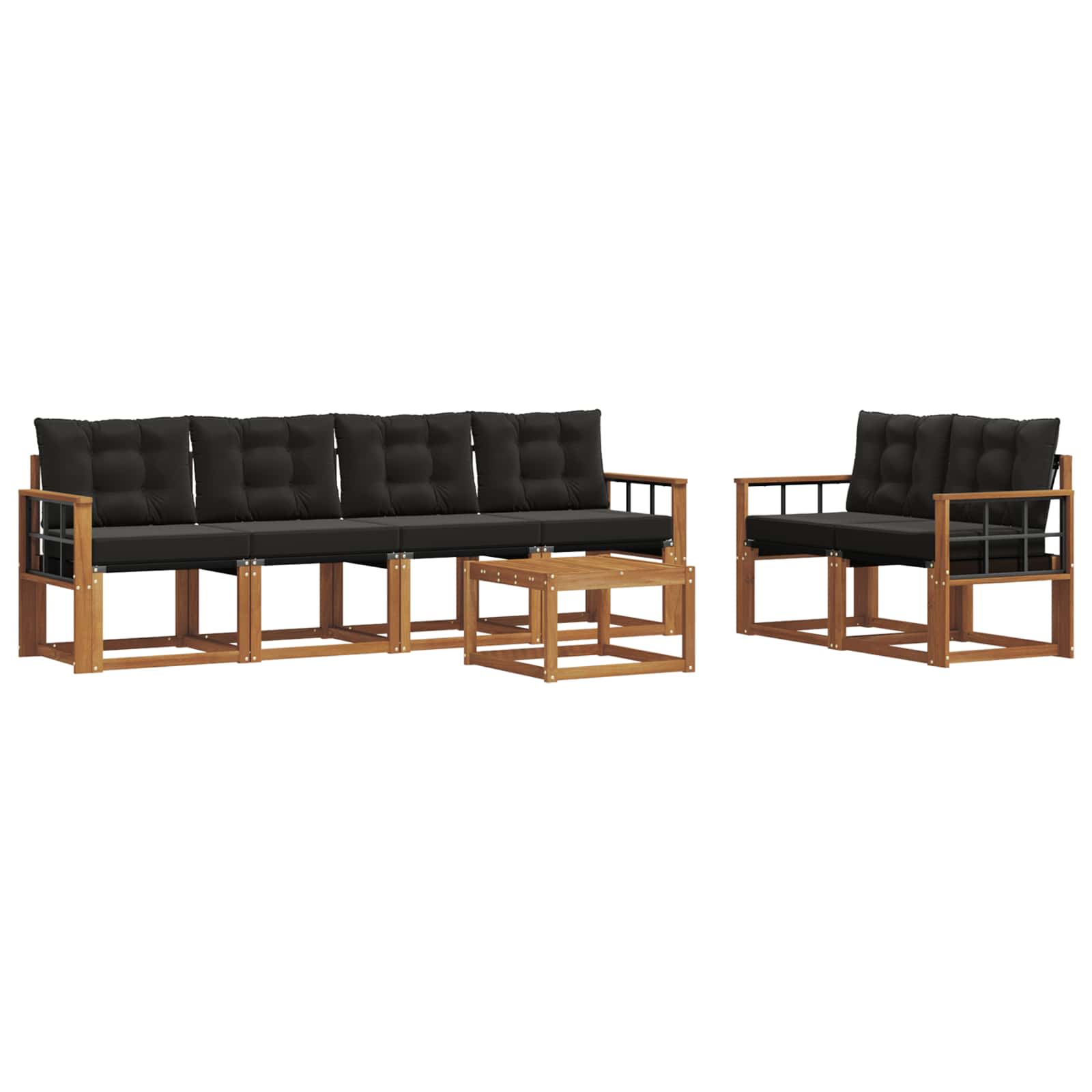 Set vanjskih sofa s jastukom 7 pcs Prirodna i crna