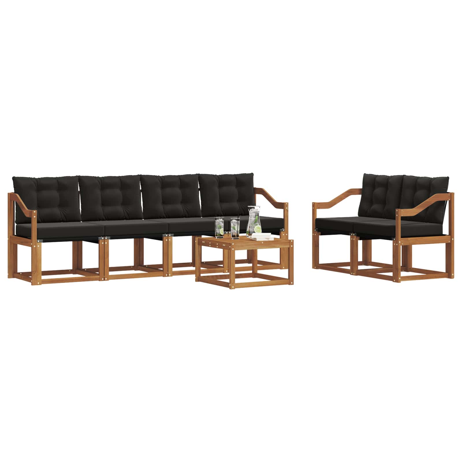 Set vanjskih sofa s jastukom 7 pcs Prirodna i crna