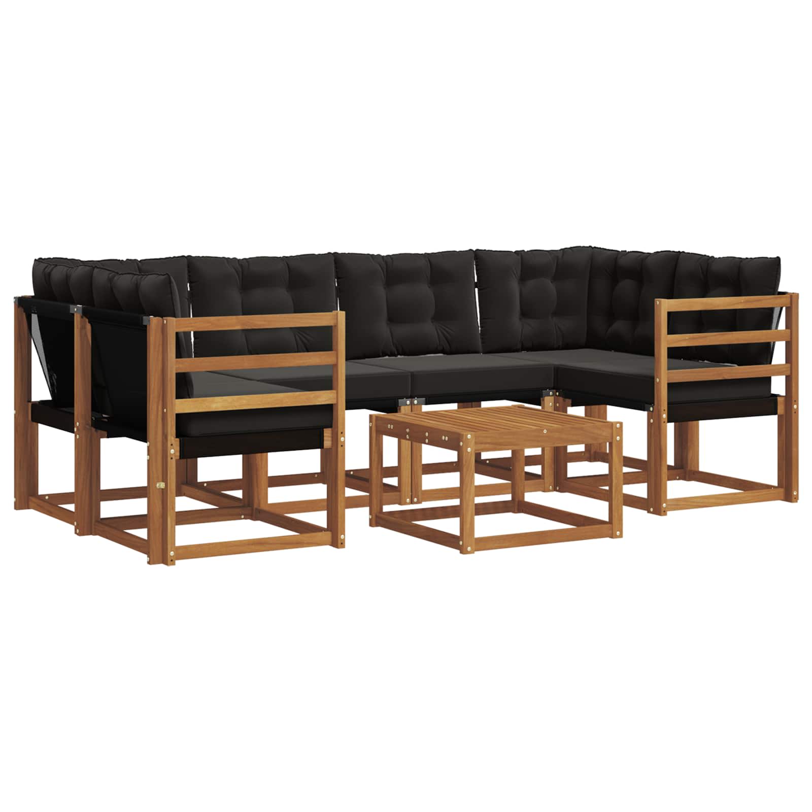 Set vanjskih sofa s jastukom 7 pcs Prirodna i crna