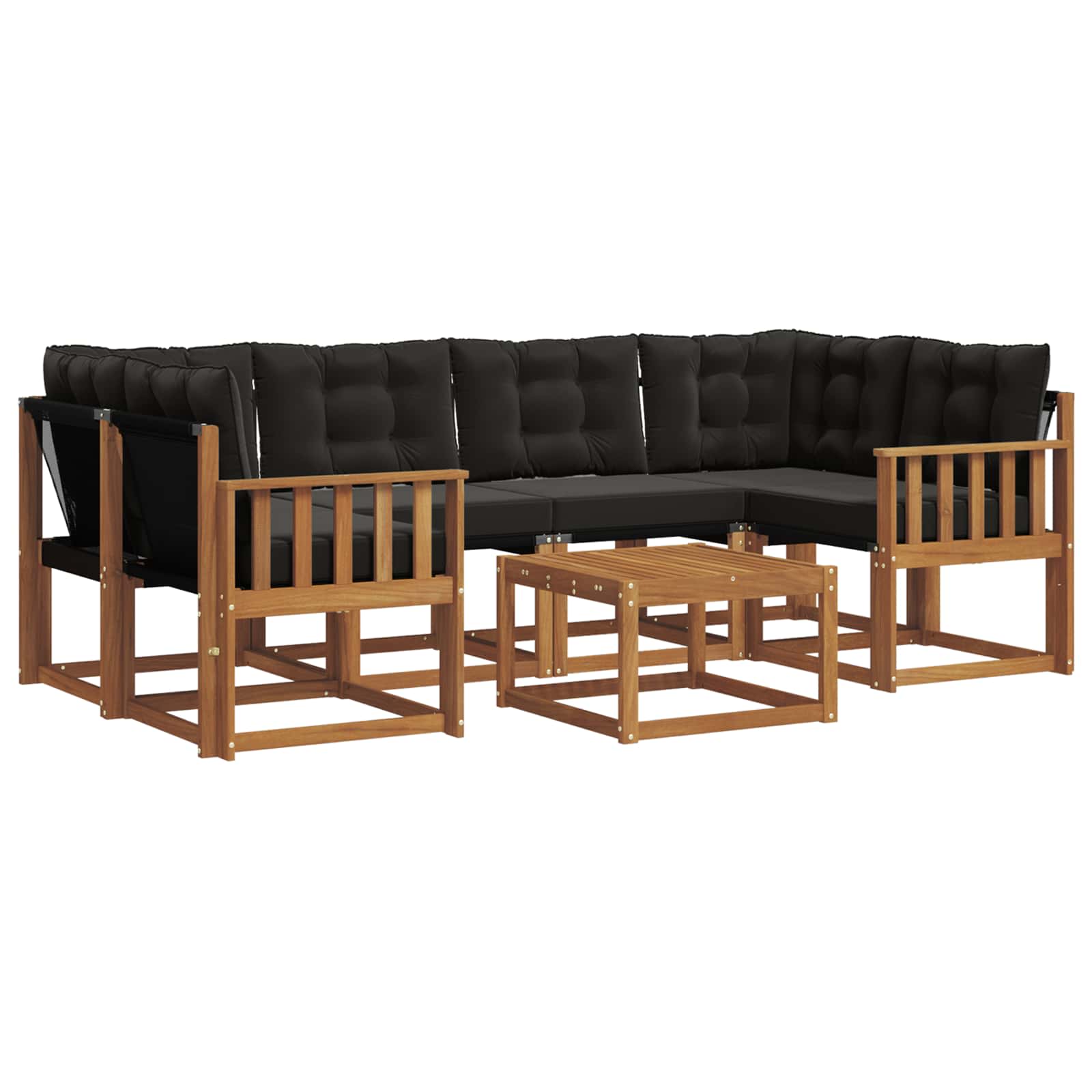 Set vanjskih sofa s jastukom 7 pcs Prirodna i crna
