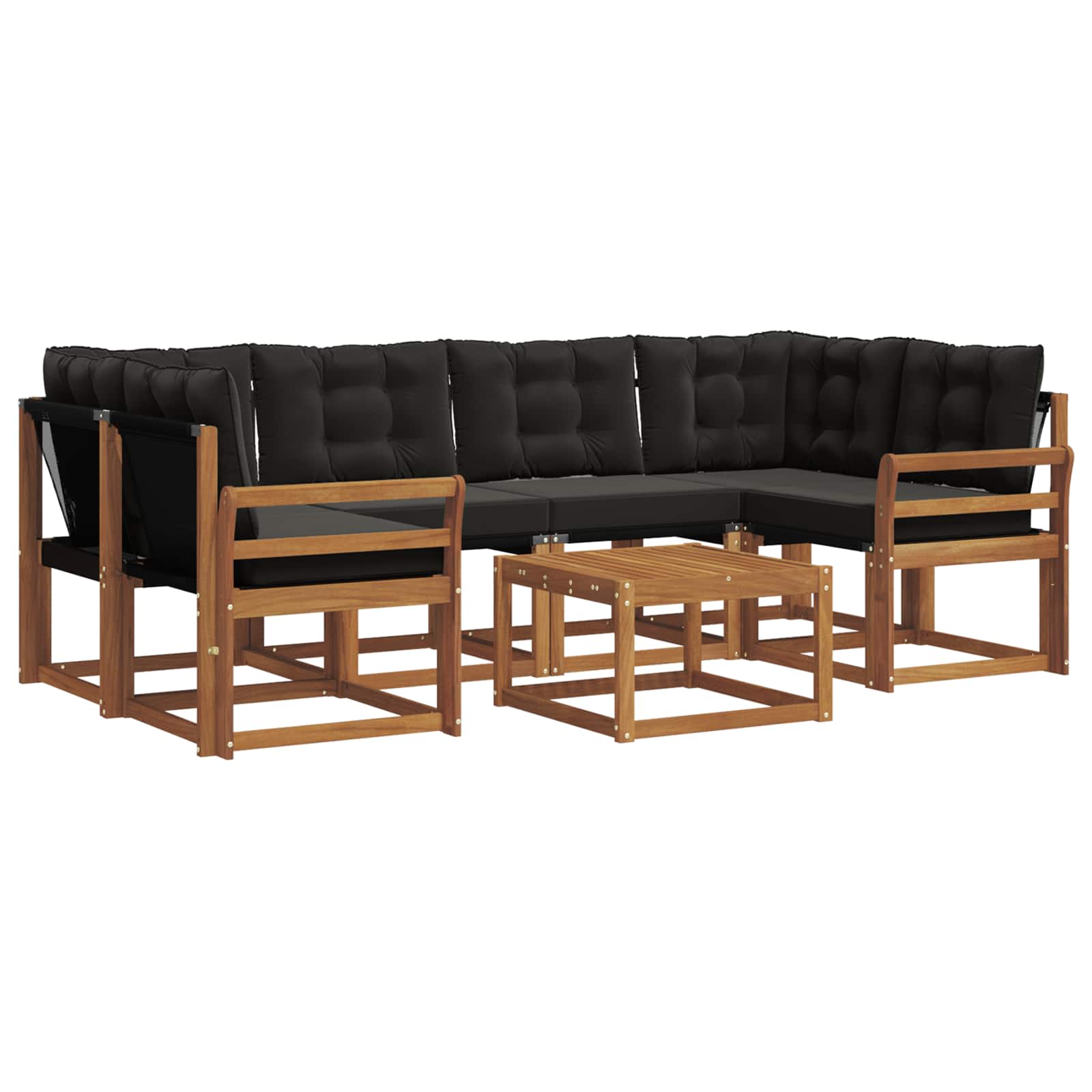 Set vanjskih sofa s jastukom 7 pcs Prirodna i crna