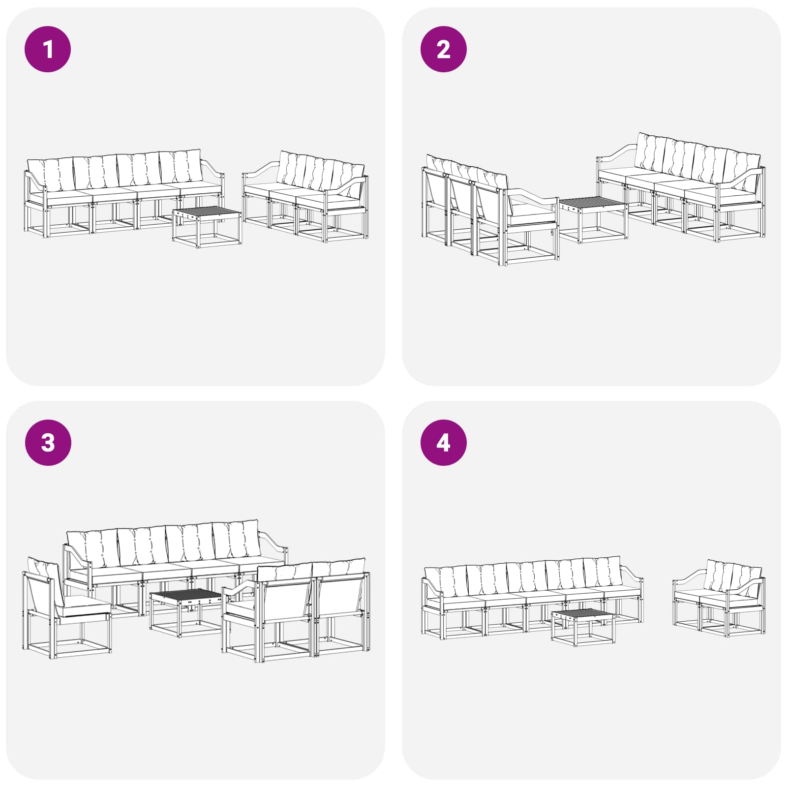 Set vanjskih sofa s jastukom 8 pcs Prirodna i crna