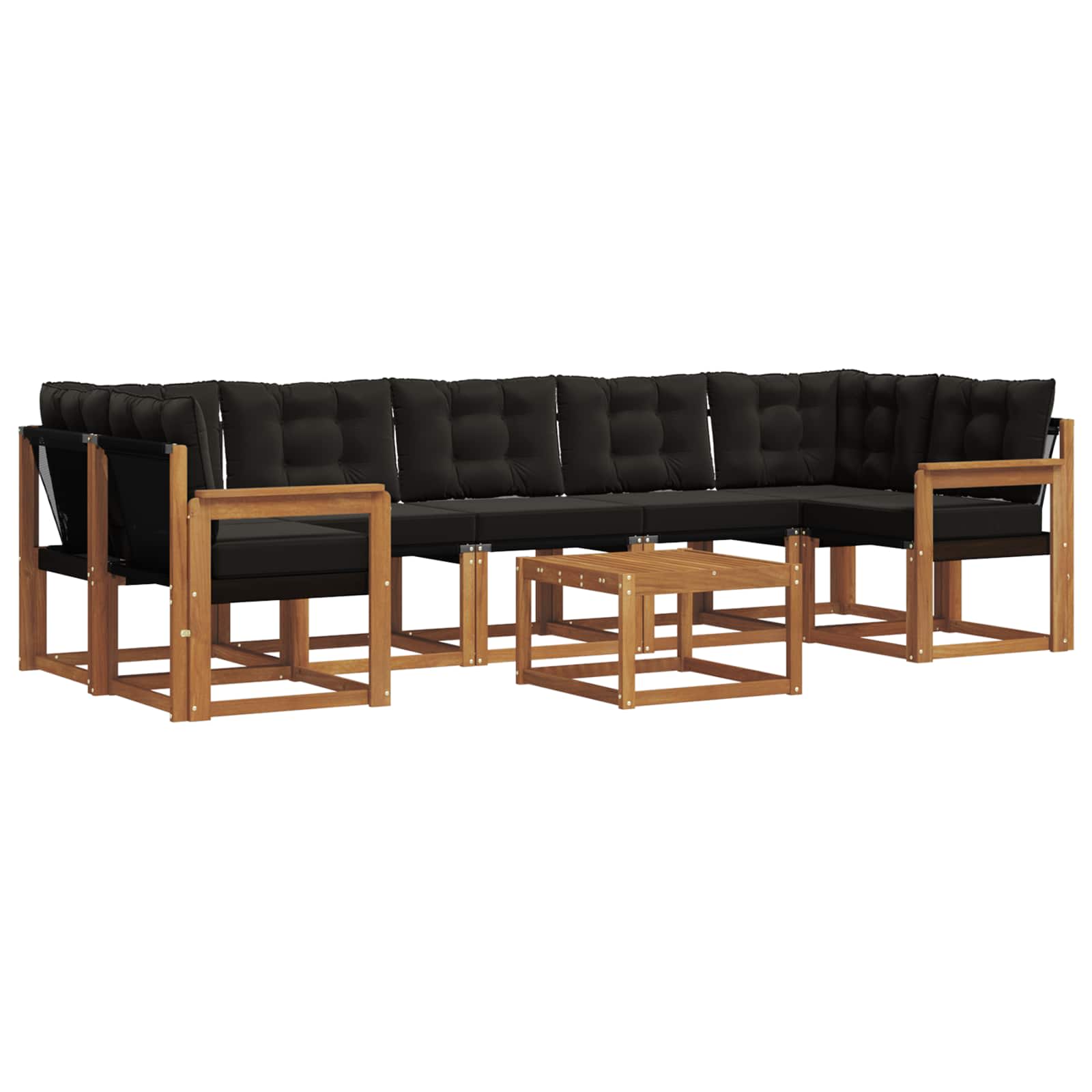 Set vanjskih sofa s jastukom 8 pcs Prirodna i crna