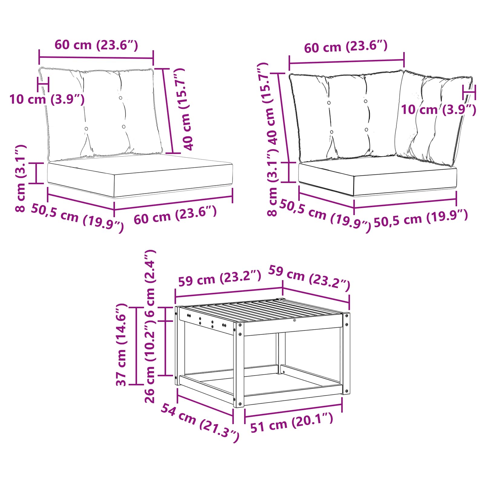 Set vanjskih sofa s jastukom 8 pcs Prirodna i crna