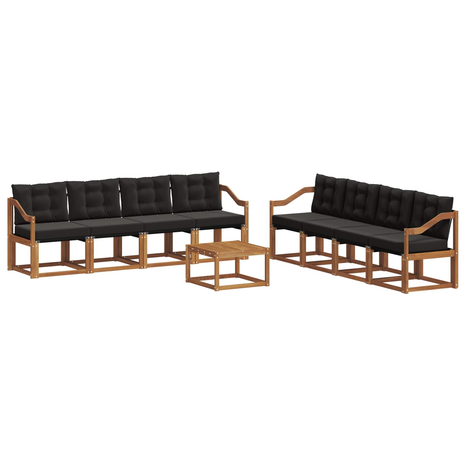 Set vanjskih sofa s jastukom 9 pcs Prirodna i crna