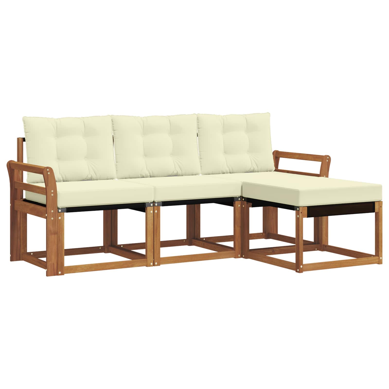 Set vanjskih sofa s jastukom 4 pcs Prirodna i krem