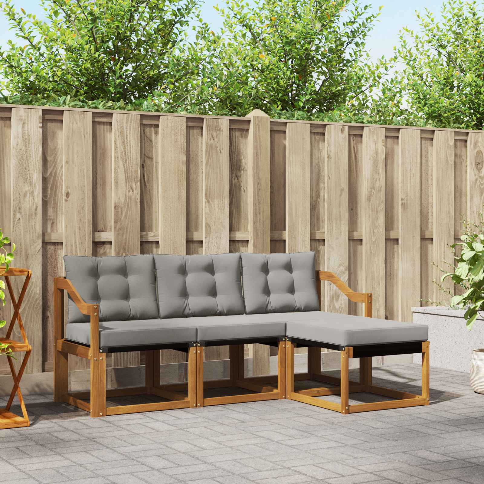 Set vanjskih sofa s jastukom 4 pcs Prirodna i svijetlo siva