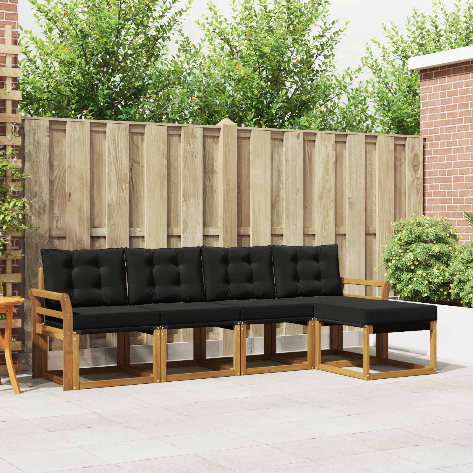Set vanjskih sofa s jastukom 5 pcs Prirodna i crna