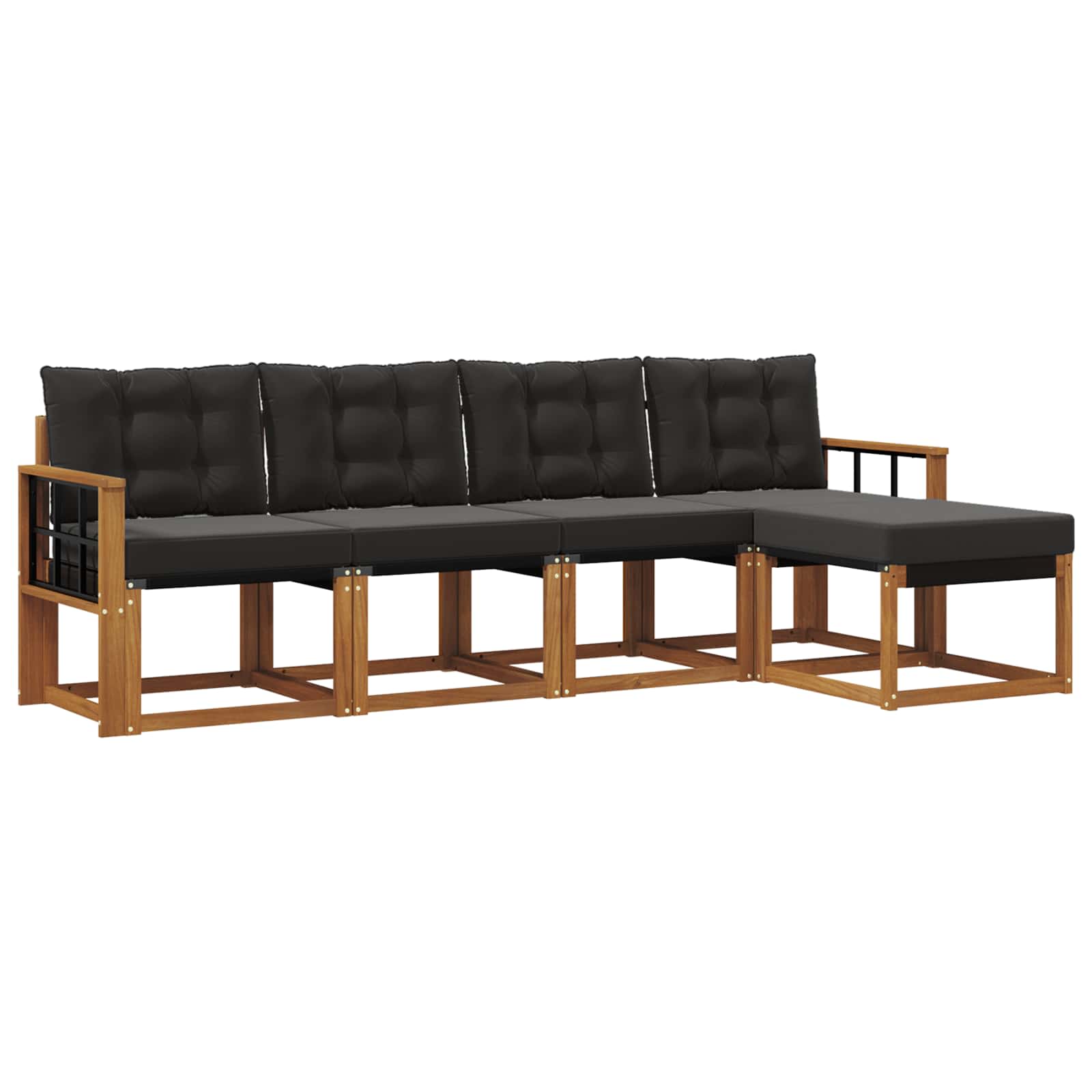 Set vanjskih sofa s jastukom 5 pcs Prirodna i crna