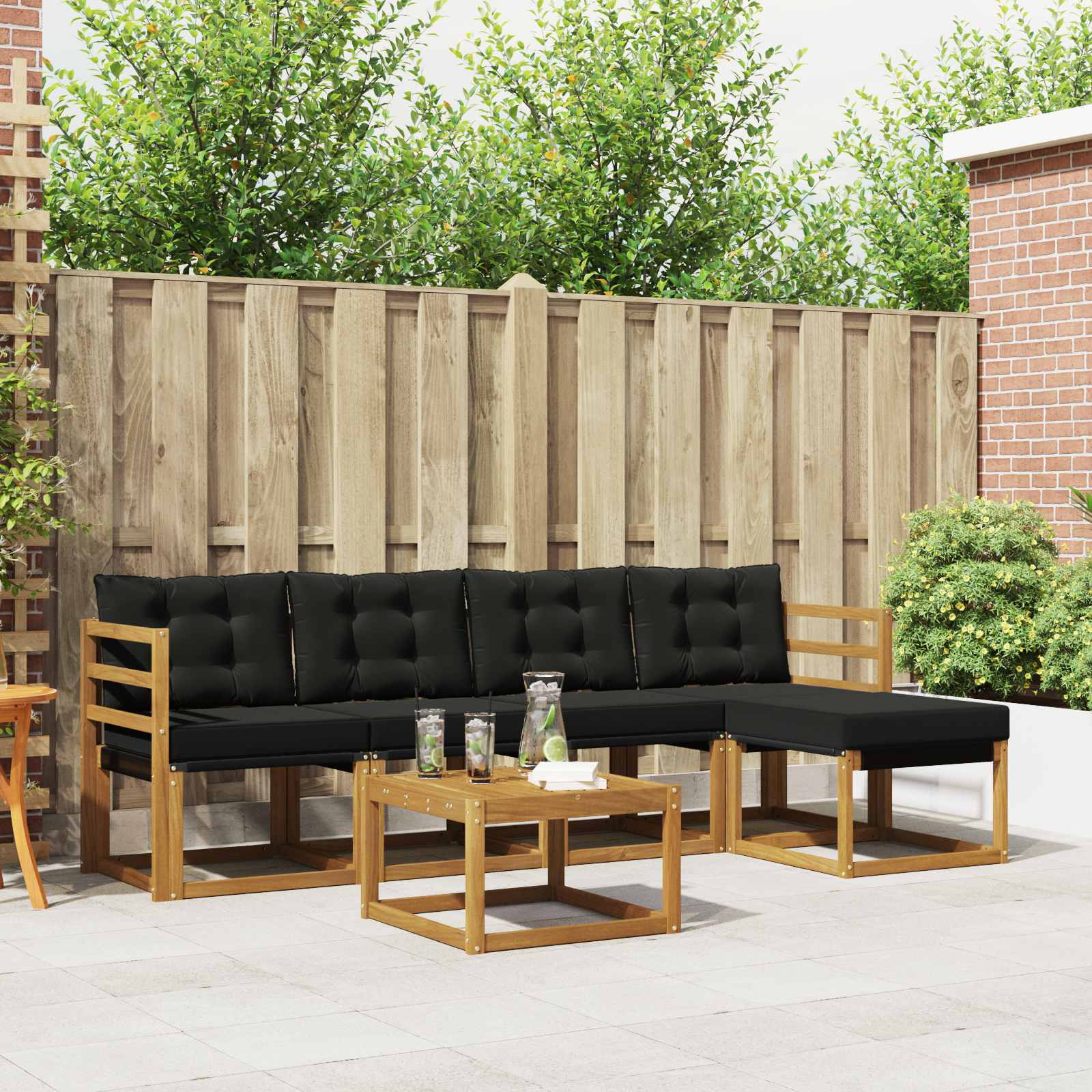 Set vanjskih sofa s jastukom 6 pcs Prirodna i crna