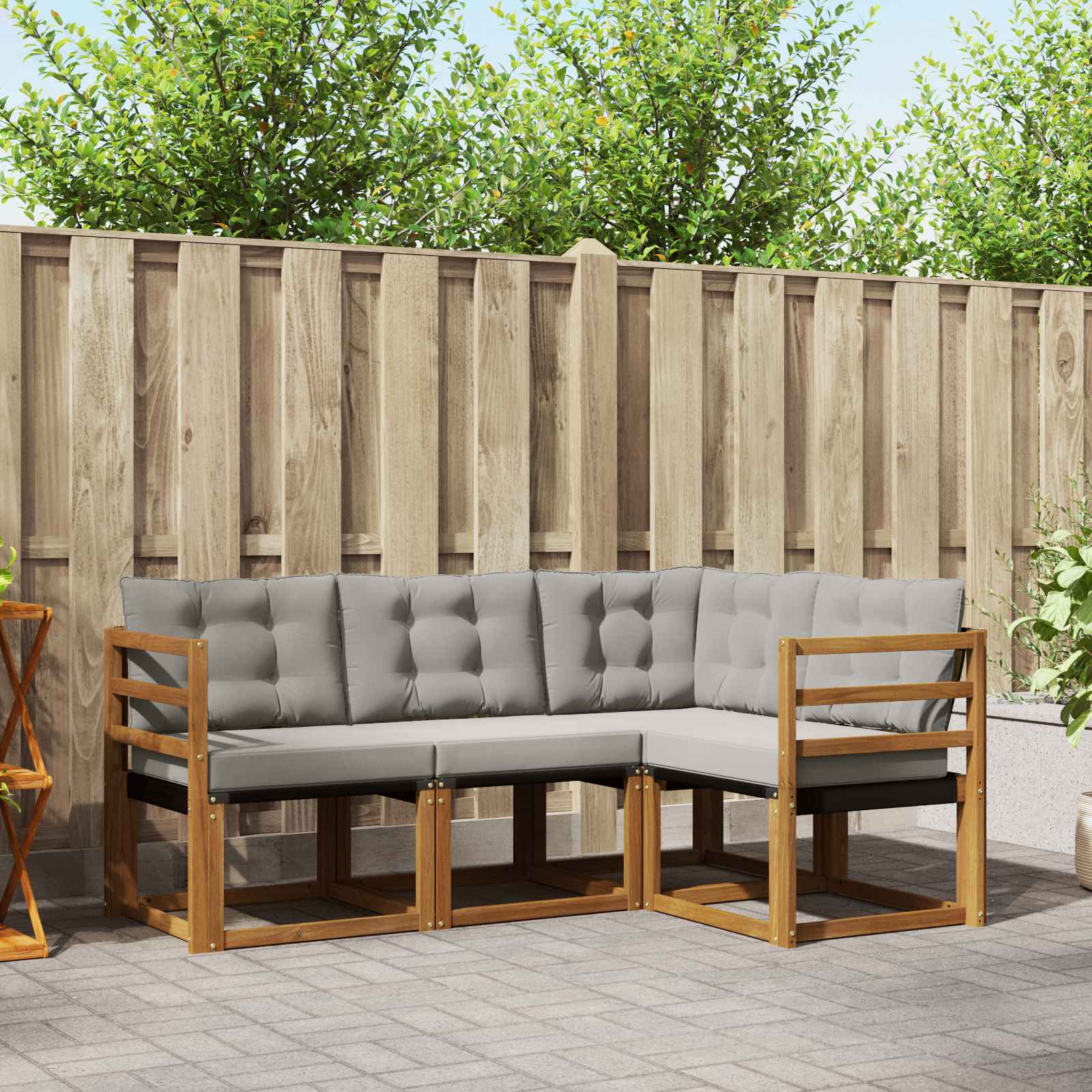 Set vanjskih sofa s jastukom 4 pcs Prirodna i svijetlo siva