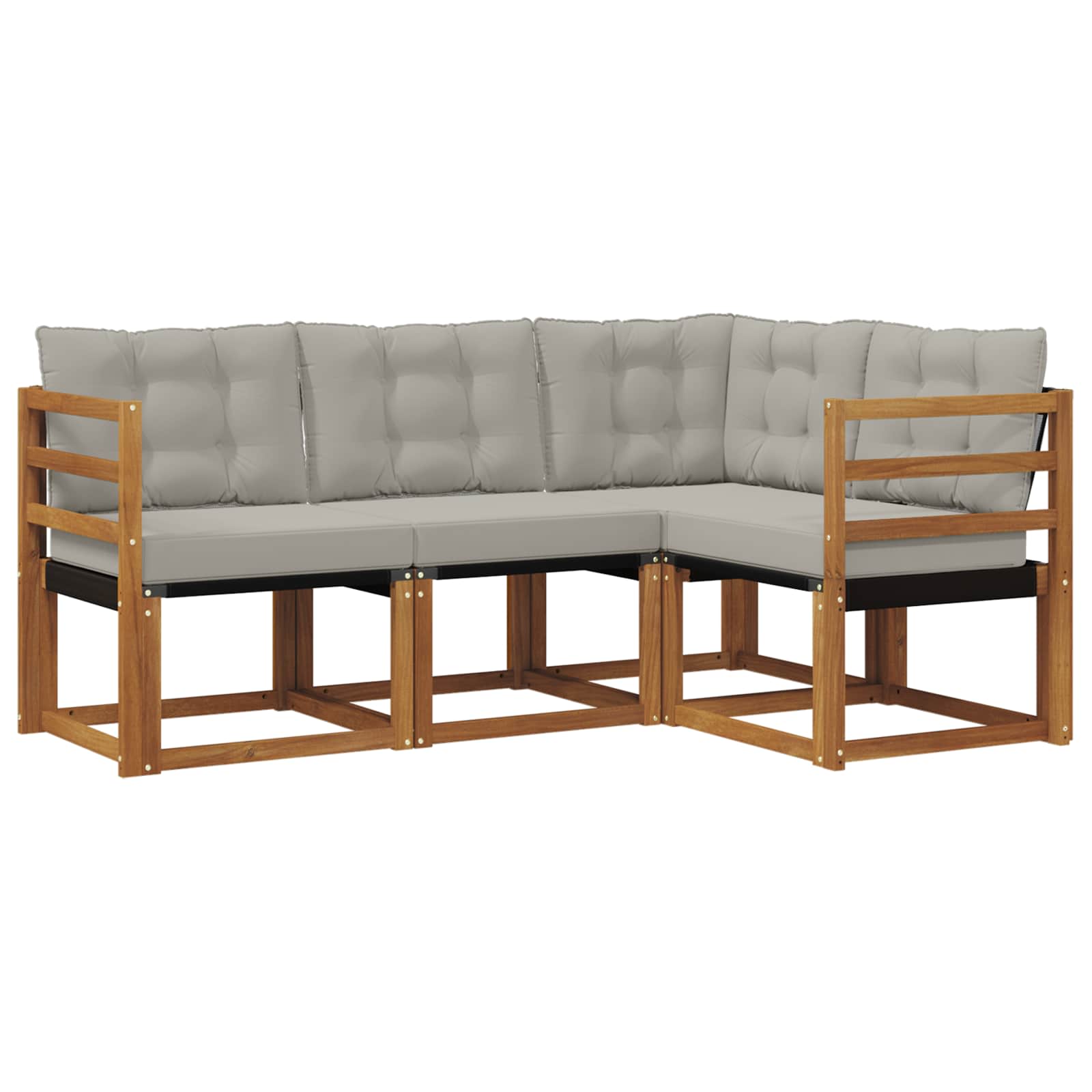 Set vanjskih sofa s jastukom 4 pcs Prirodna i svijetlo siva