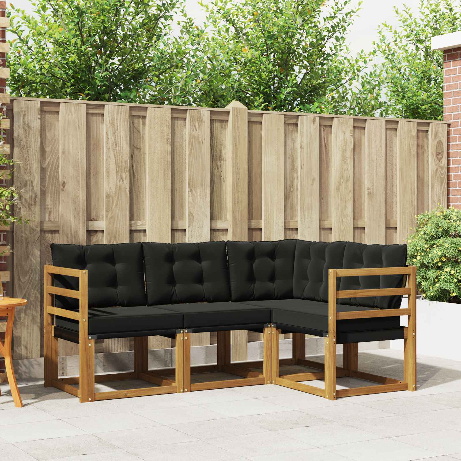 Set vanjskih sofa s jastukom 4 pcs Prirodna i crna