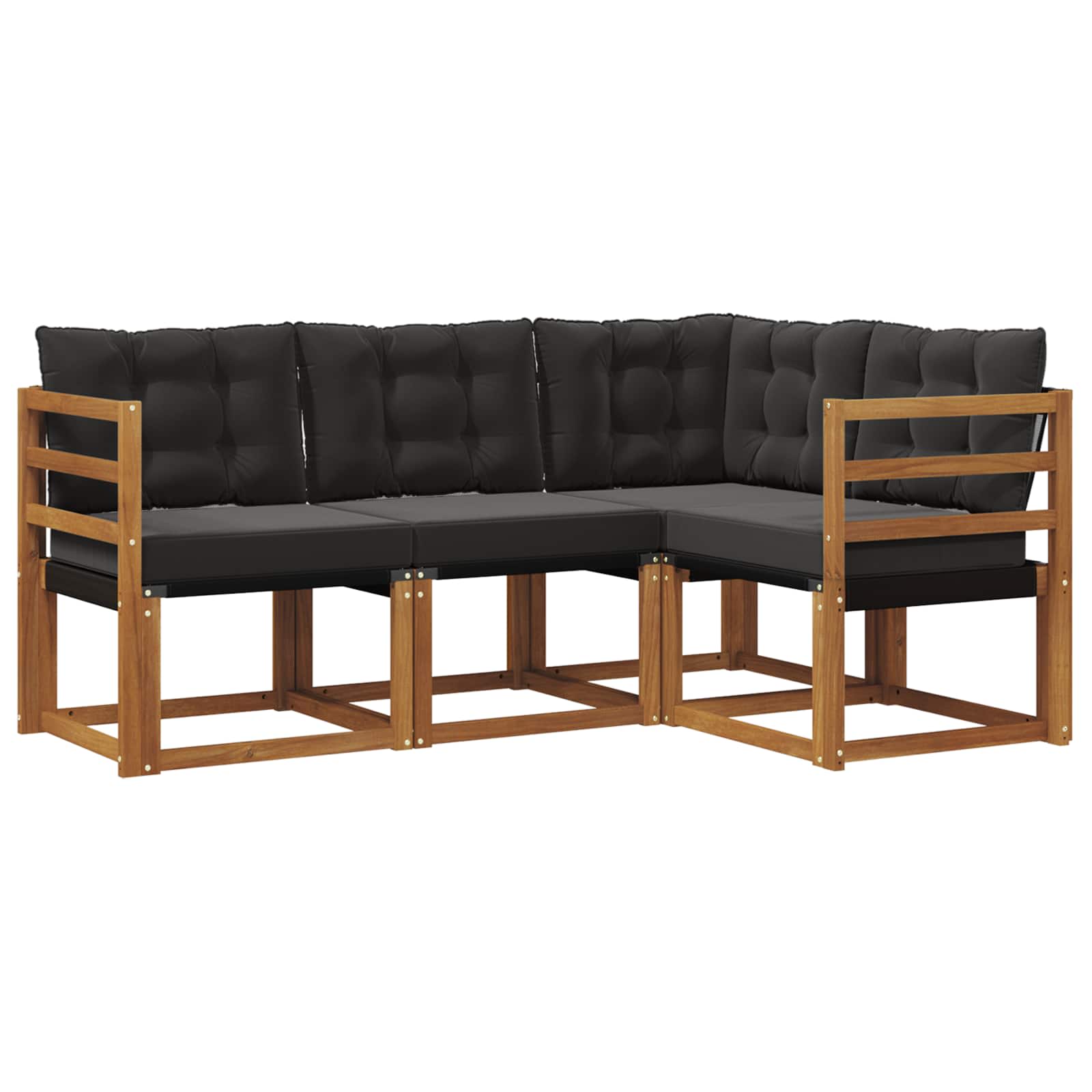 Set vanjskih sofa s jastukom 4 pcs Prirodna i crna